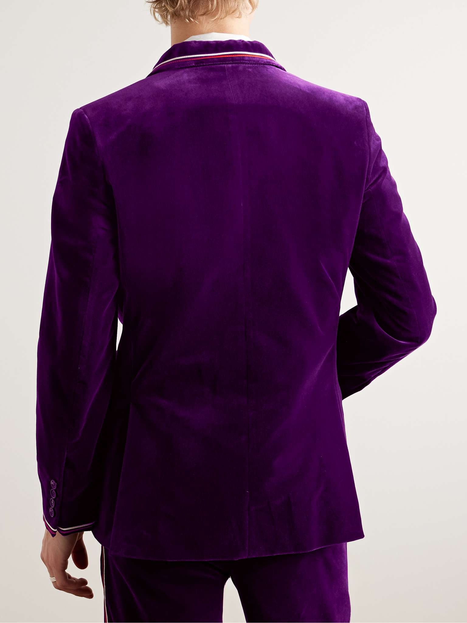 Showcase Soutache-Trimmed Cotton-Velvet Suit Jacket - 3