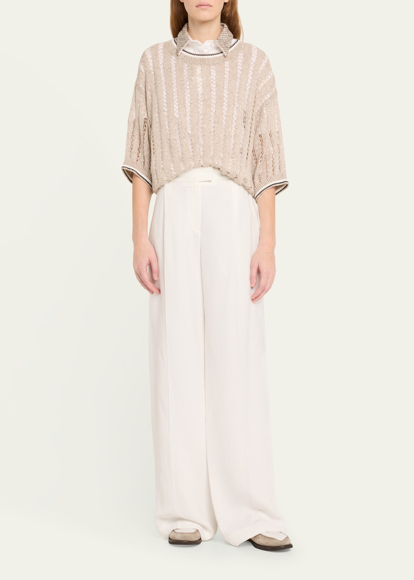 Wide-Leg Fluid Linen Twill Tailored Pants - 2