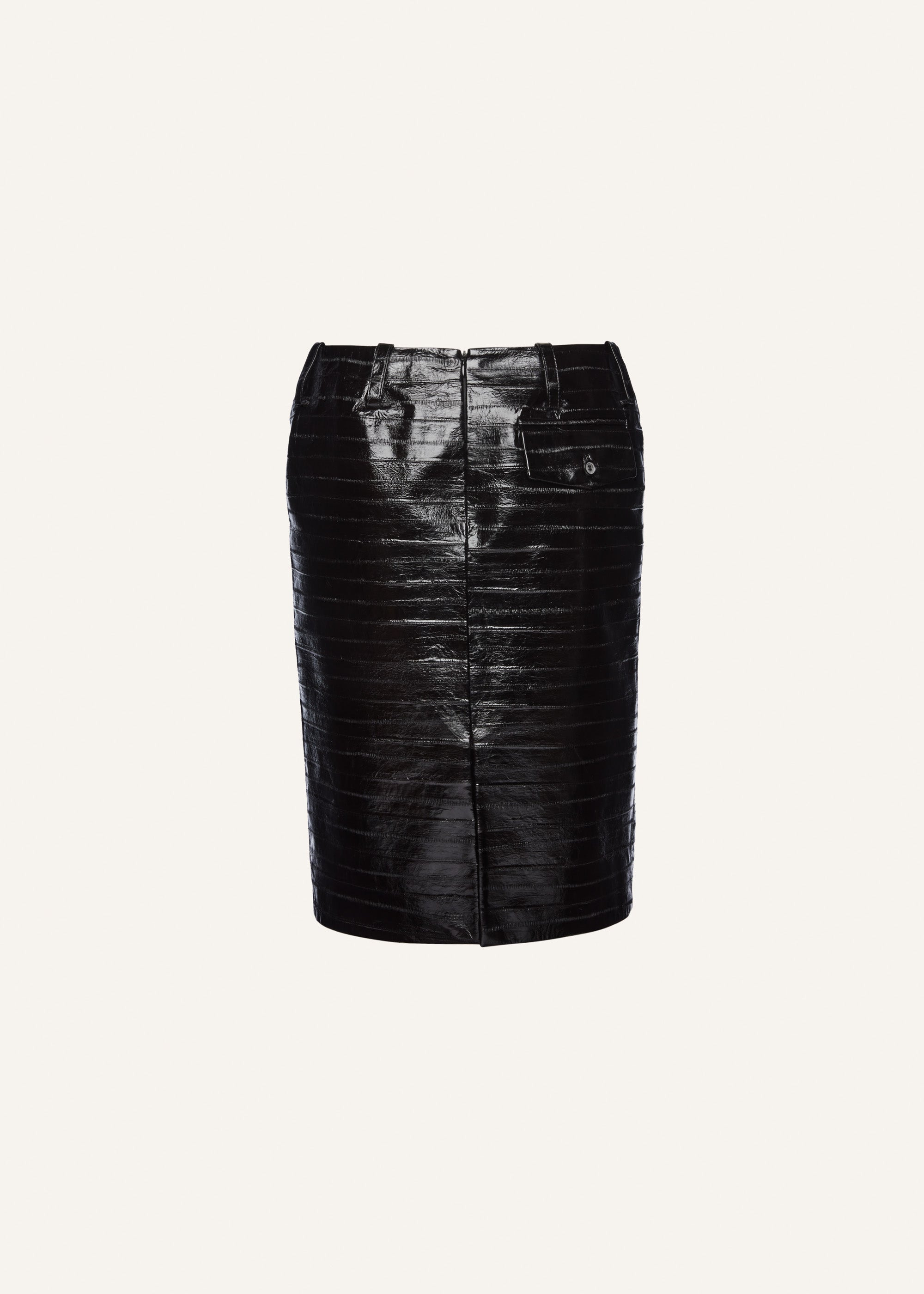 Croc embossed leather midi skirt in black - 2