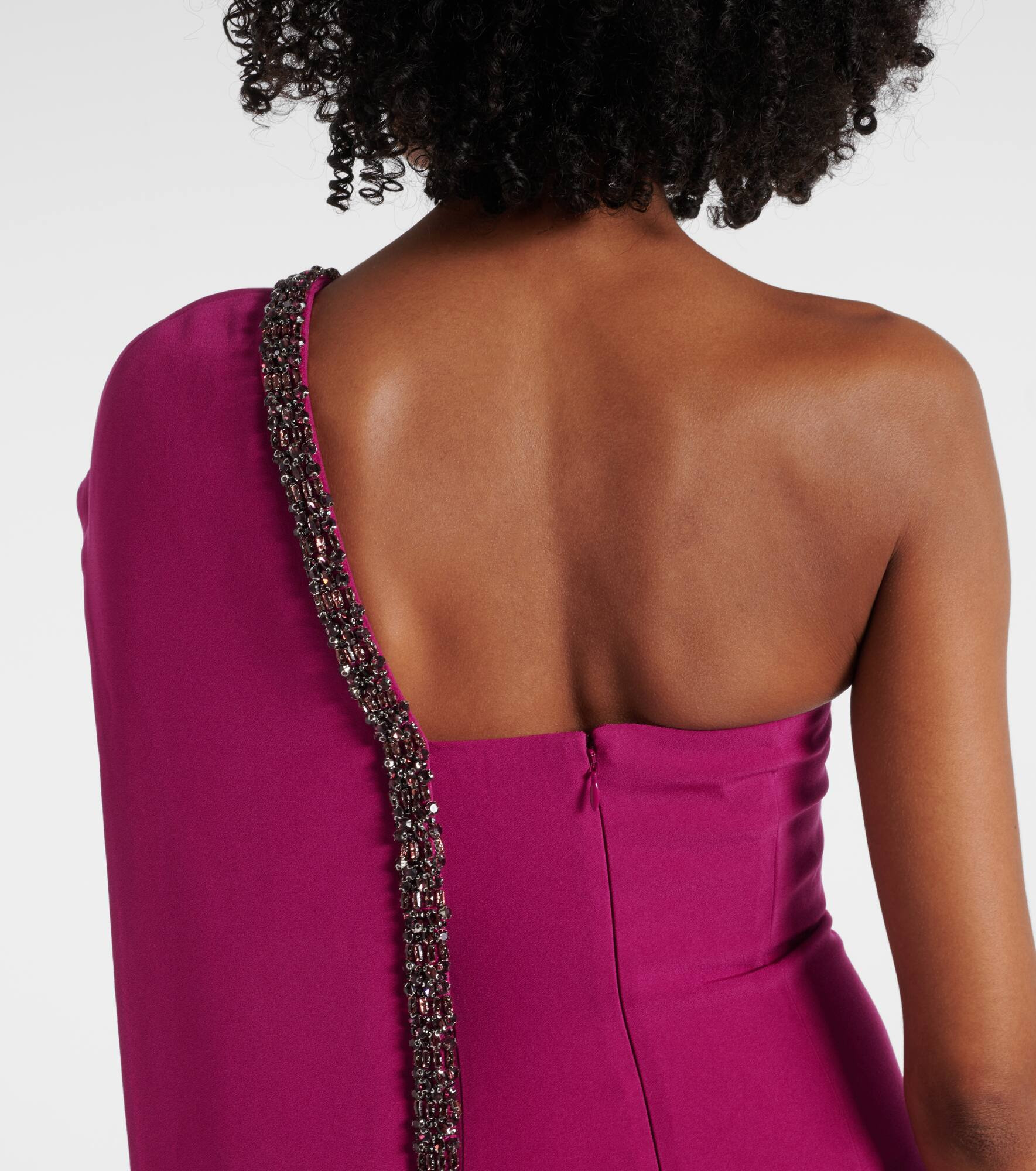 Caped embellished satin crêpe gown - 5
