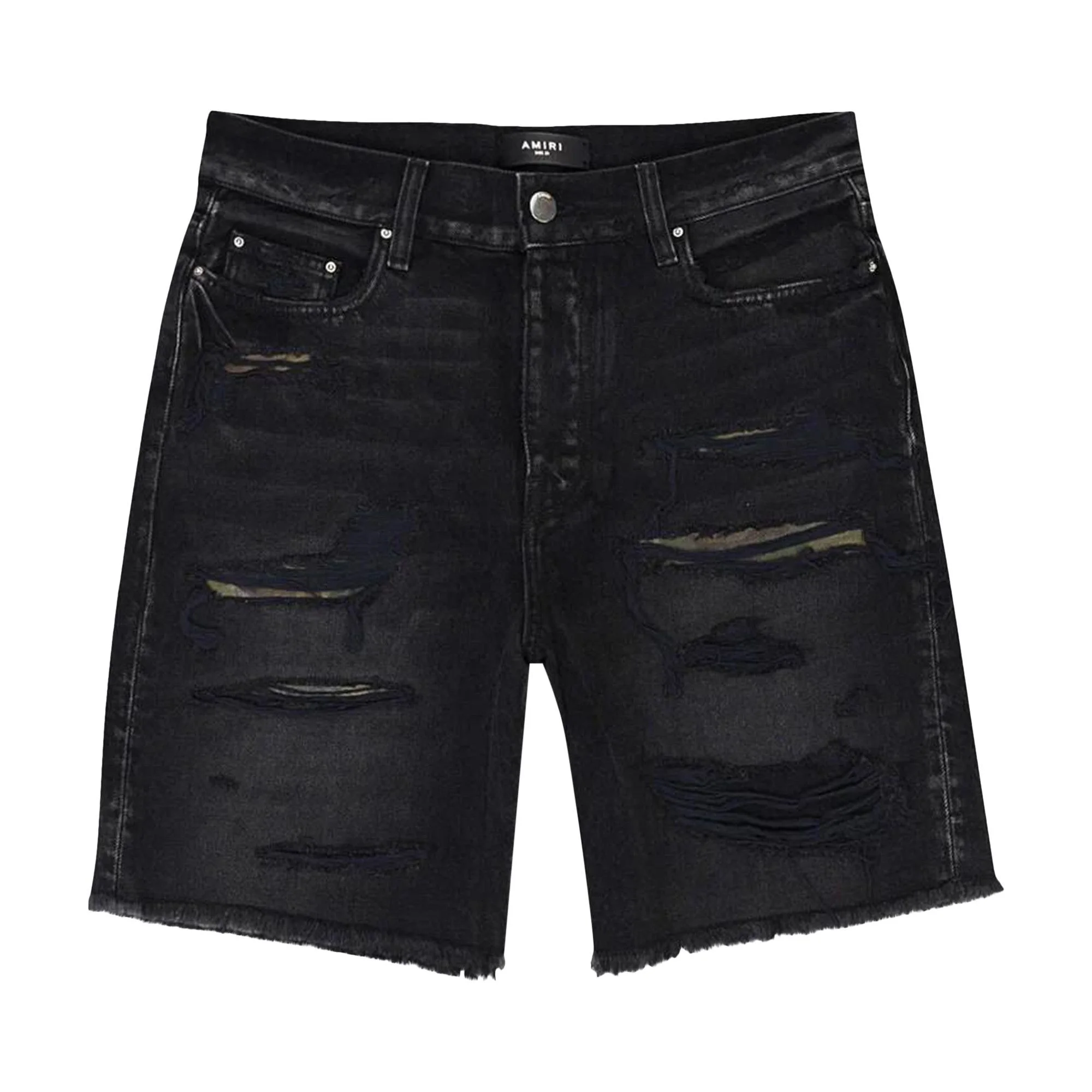 Amiri Camo Patch Short Denim Shorts 'Aged Black' - 1