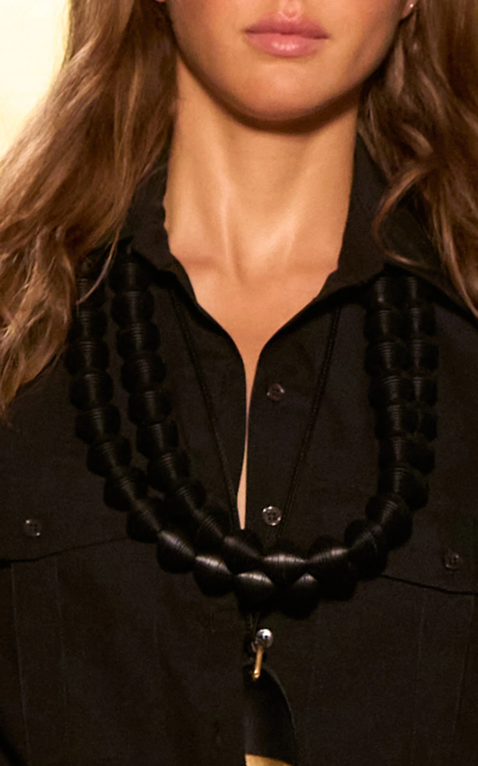 Leather Beads Necklace black - 1