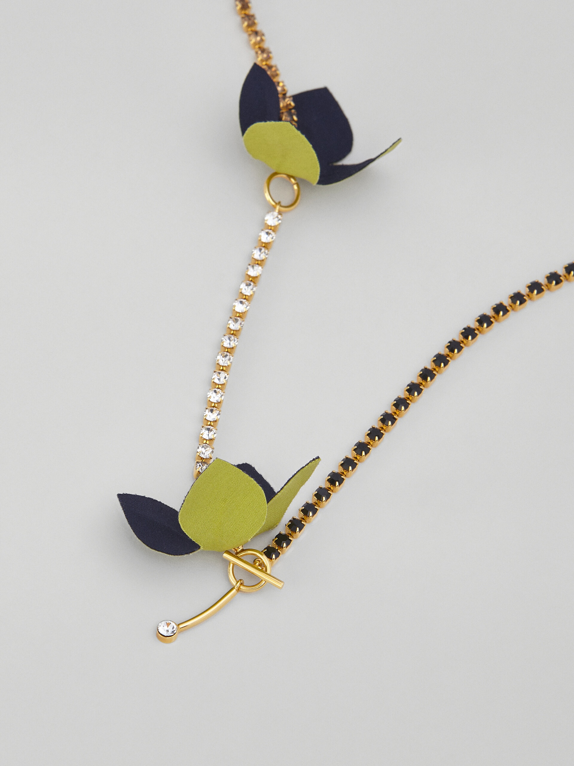 FLORA NECKLACE IN BI-COLOURED COTTON AND RHINESTONE - 3