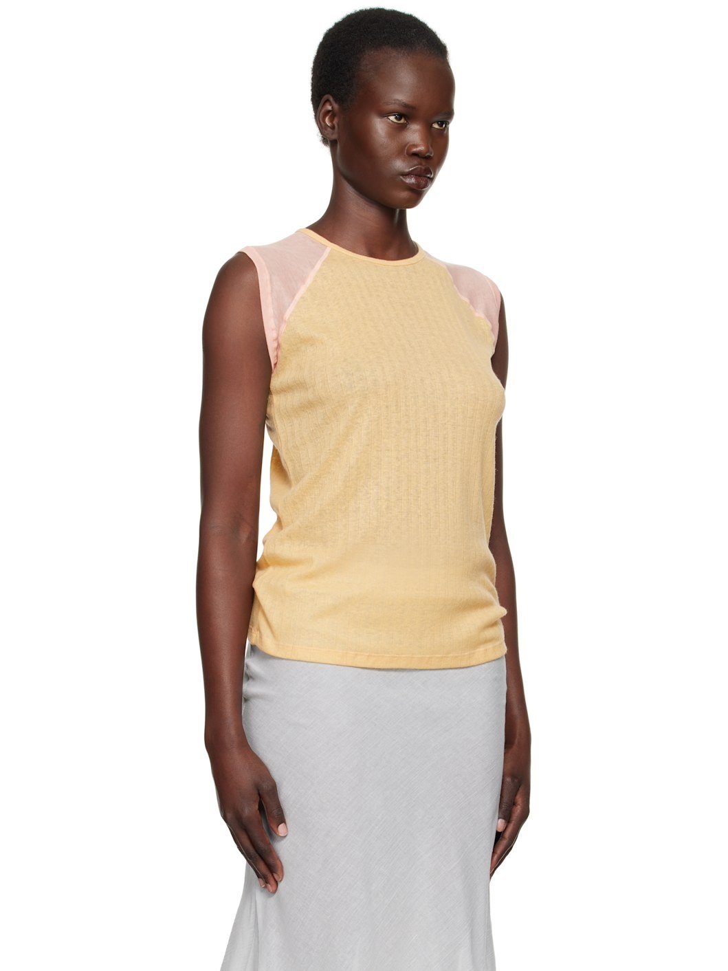 Beige & Pink Gene Tank Top - 2
