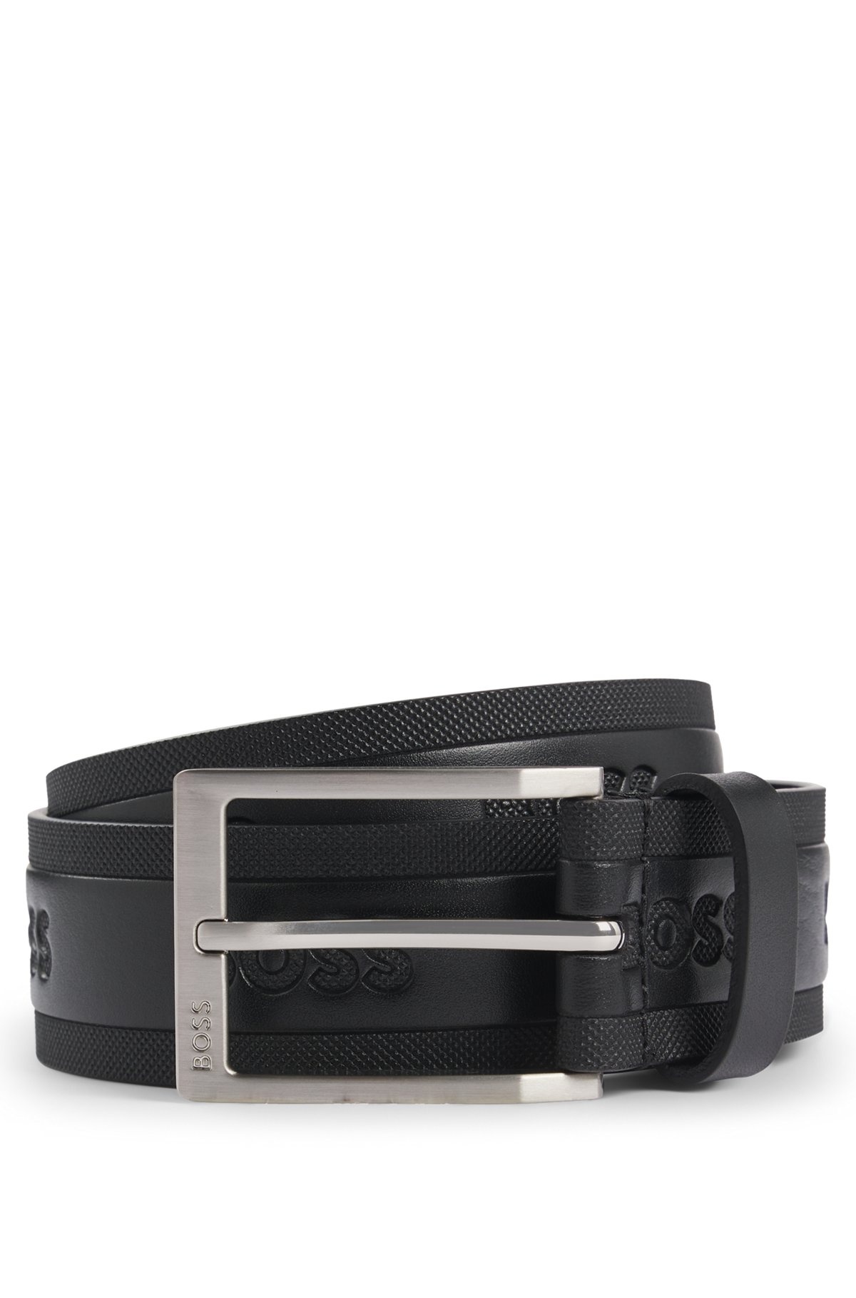 PRINTED ITALIAN-LEATHER BELT WITH LOGO DEBOSSING - 1