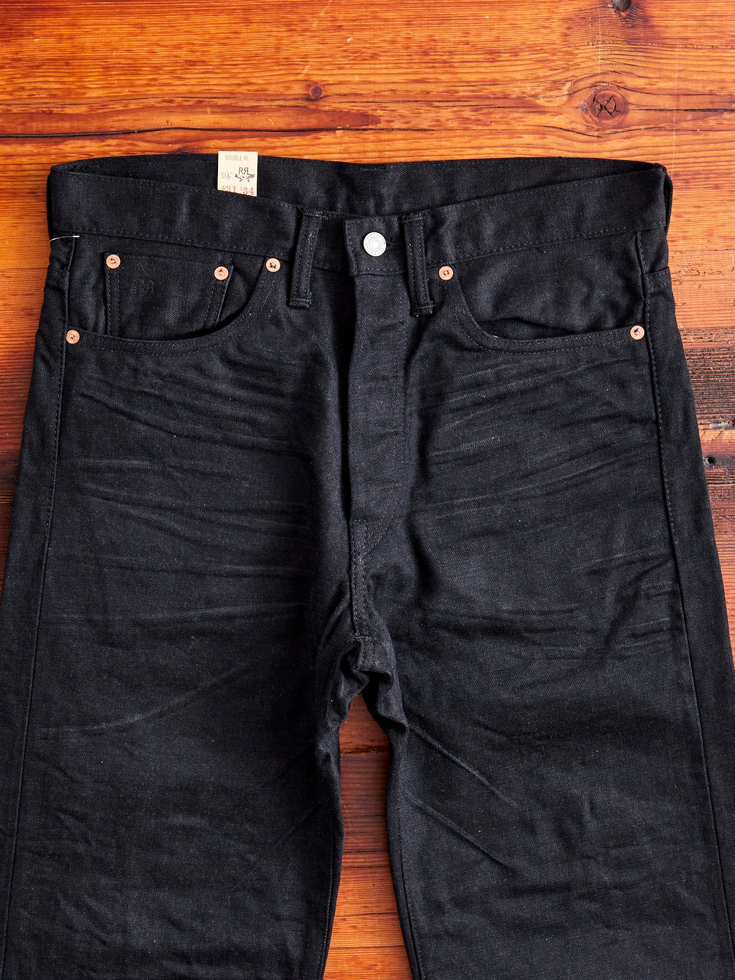 14oz Rinsed Black Selvedge Denim - Full Straight Fit - 5