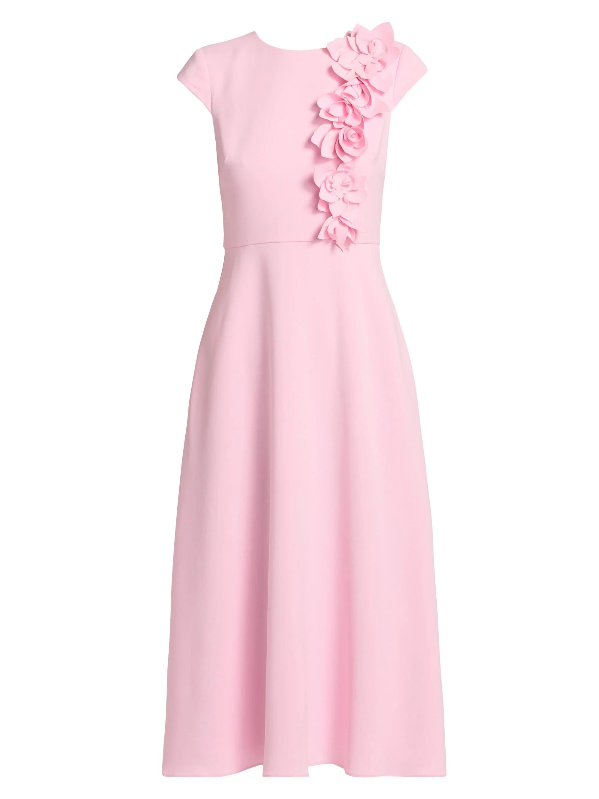 Women's Floral Appliqué Cap-Sleeve Midi-Dress - Peony - 1