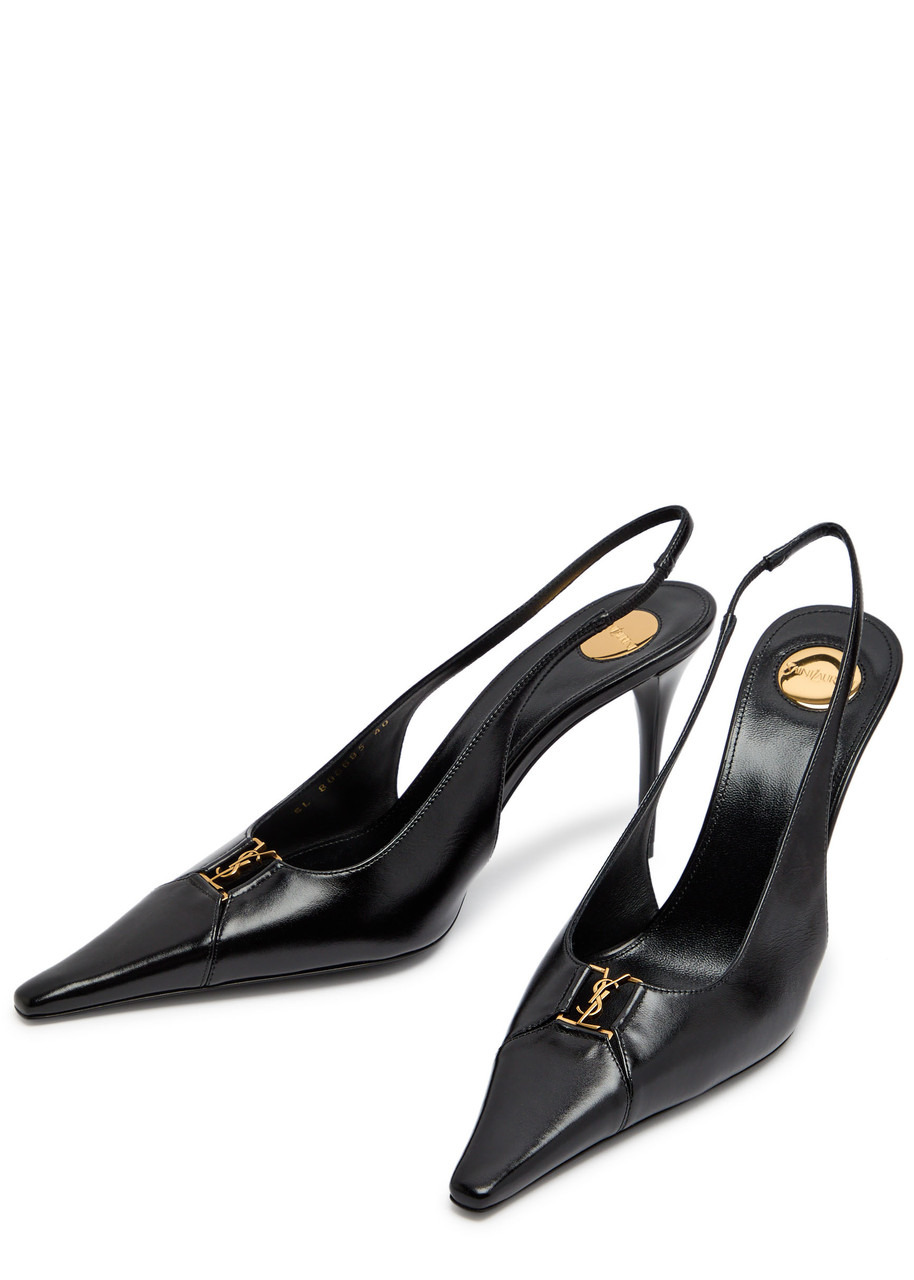 Saint Laurent Babylone 90 Leather Slingback Pumps - 3
