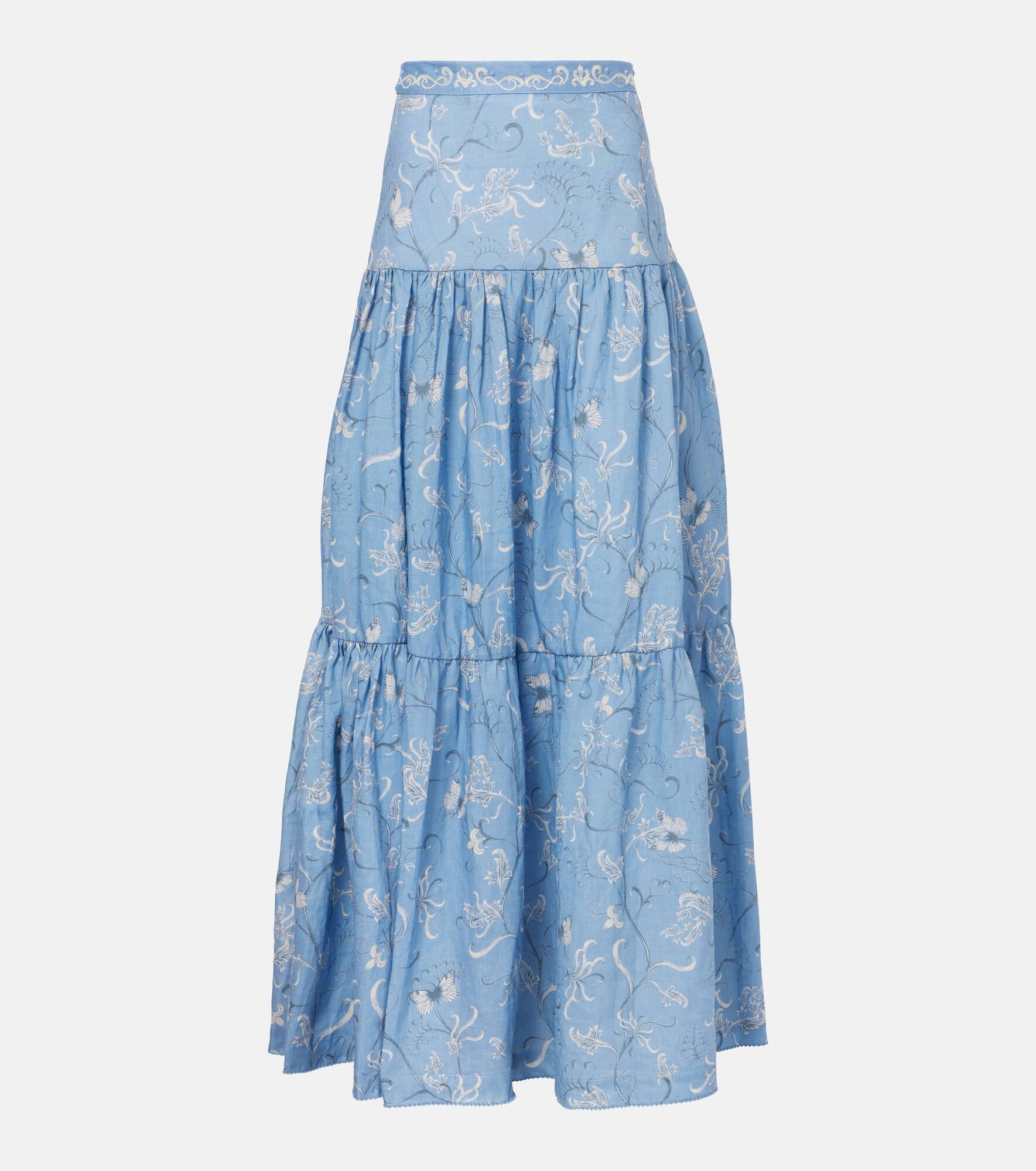 Anis Lymanopoda floral linen maxi skirt - 1
