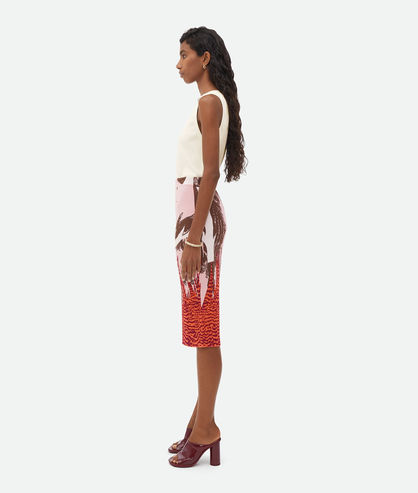 Graphic Viscose Jacquard Midi Skirt - 2