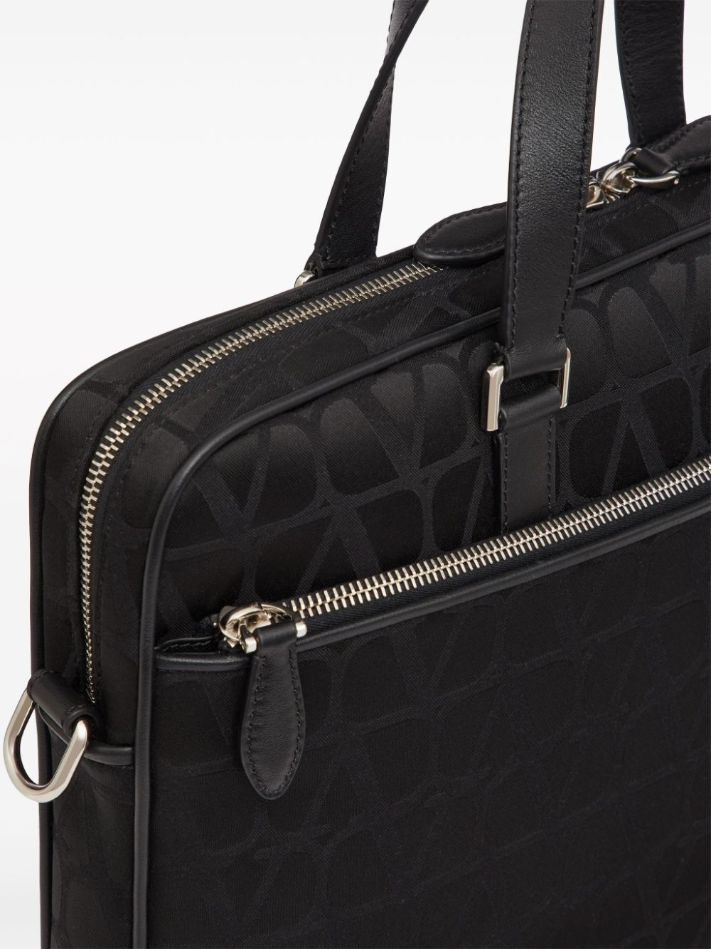 VLogo leather-trim laptop bag - 7