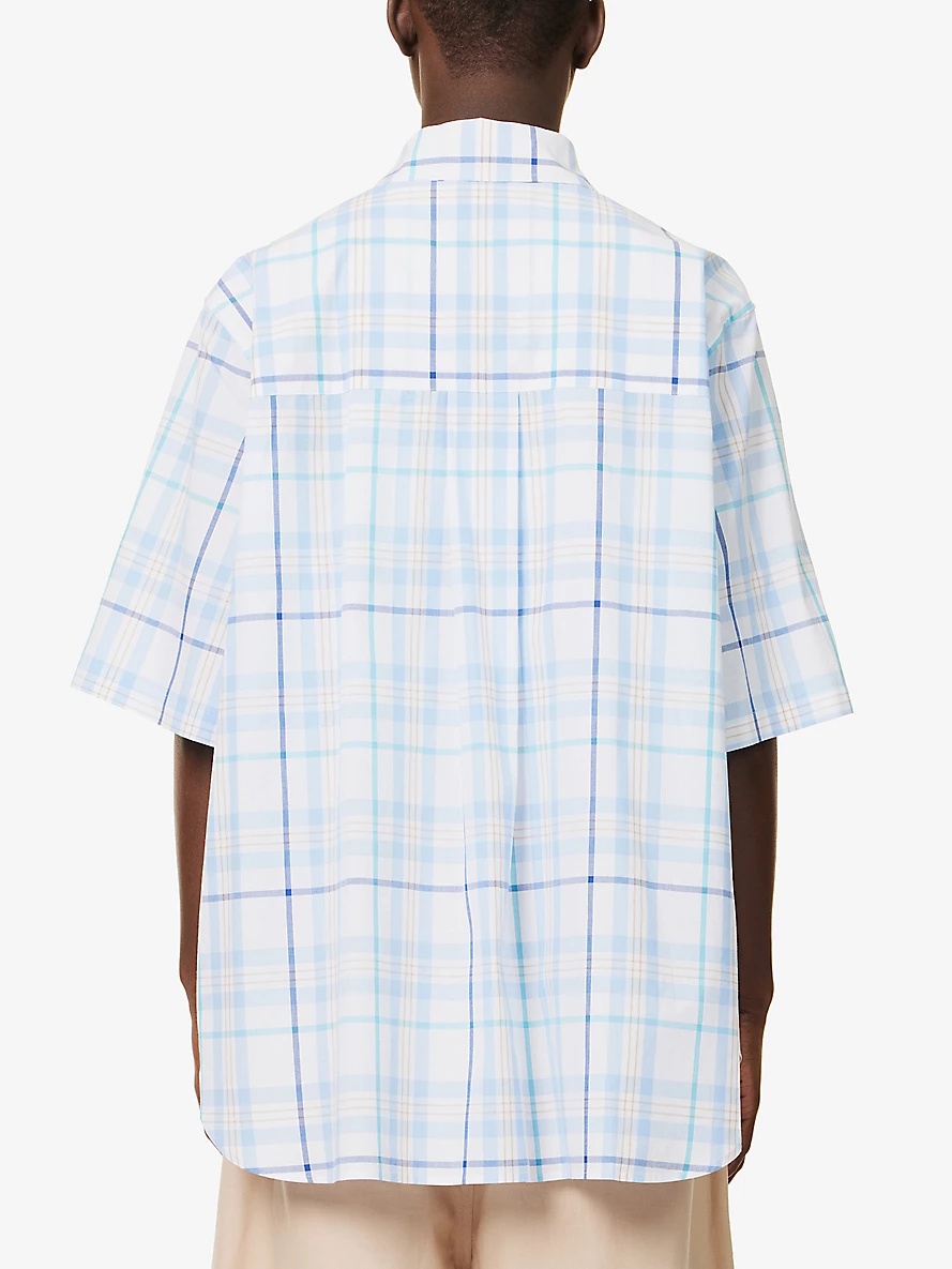 Plaid Hacienda check-print oversized cotton shirt - 4