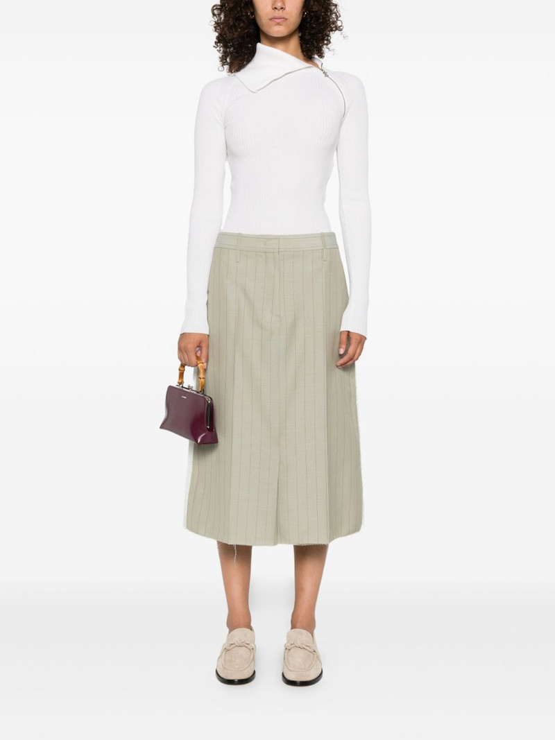Jil Sander pinstripe frayed skirt outlook