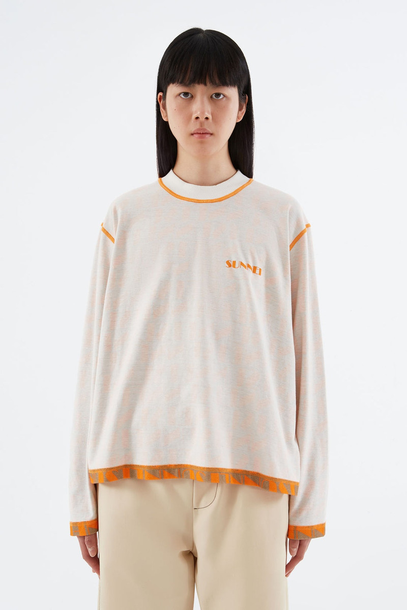 REVERSIBLE ORANGE & BEIGE LOGO LONG-SLEEVED T-SHIRT 4