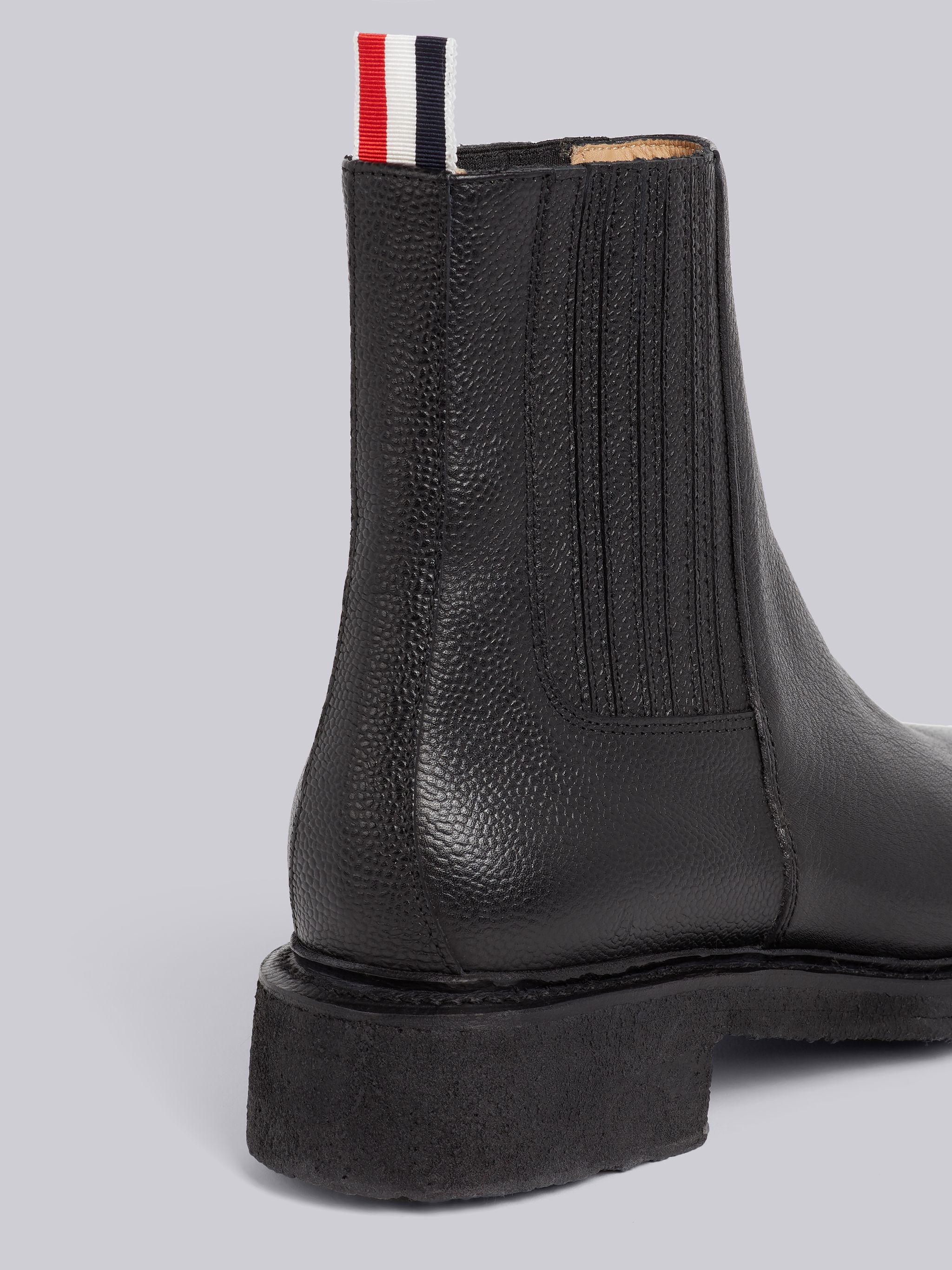 Black Pebbled Calfskin Crepe Sole Chelsea Boot - 2