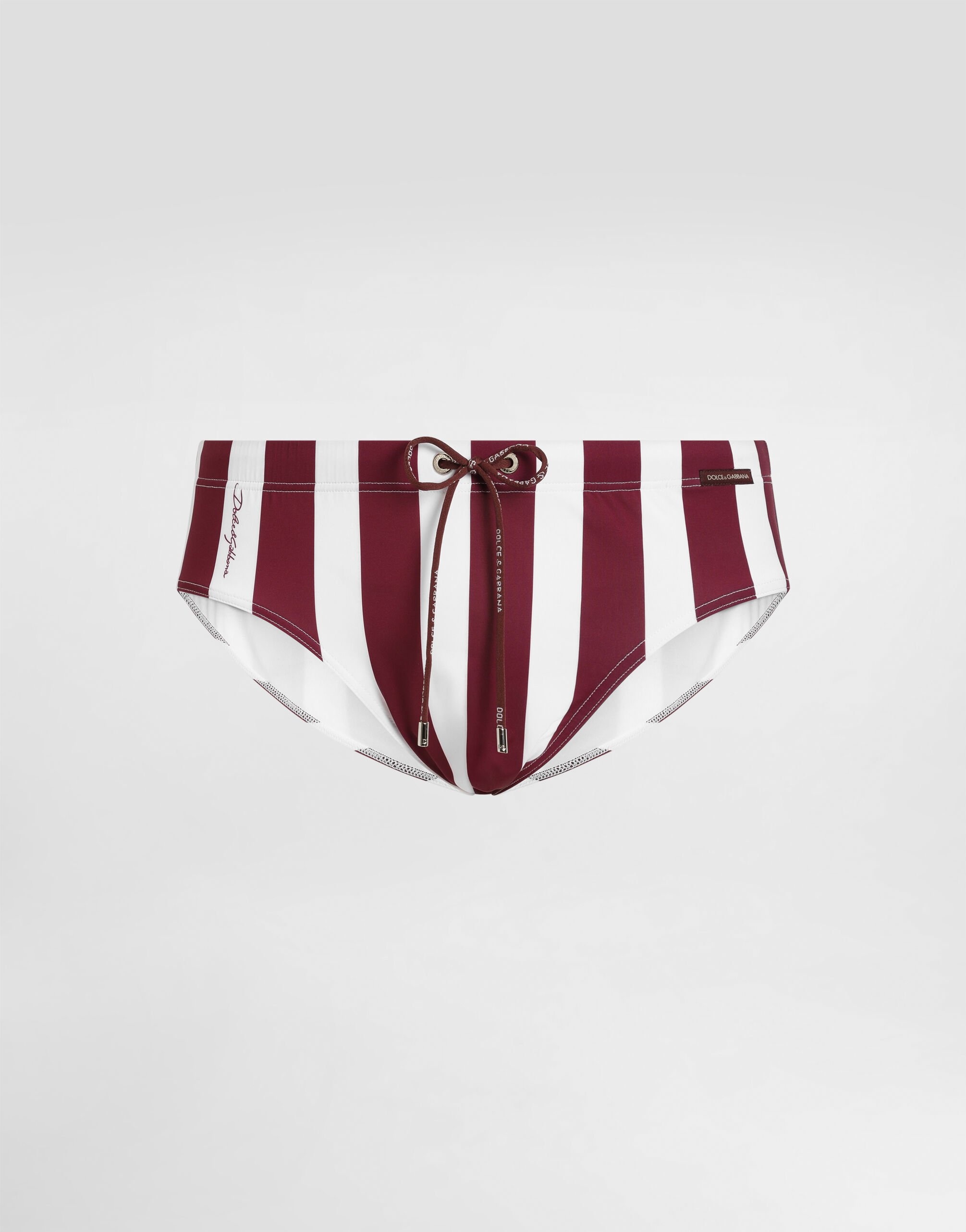 Swim briefs with high-cut leg and striped print - 1