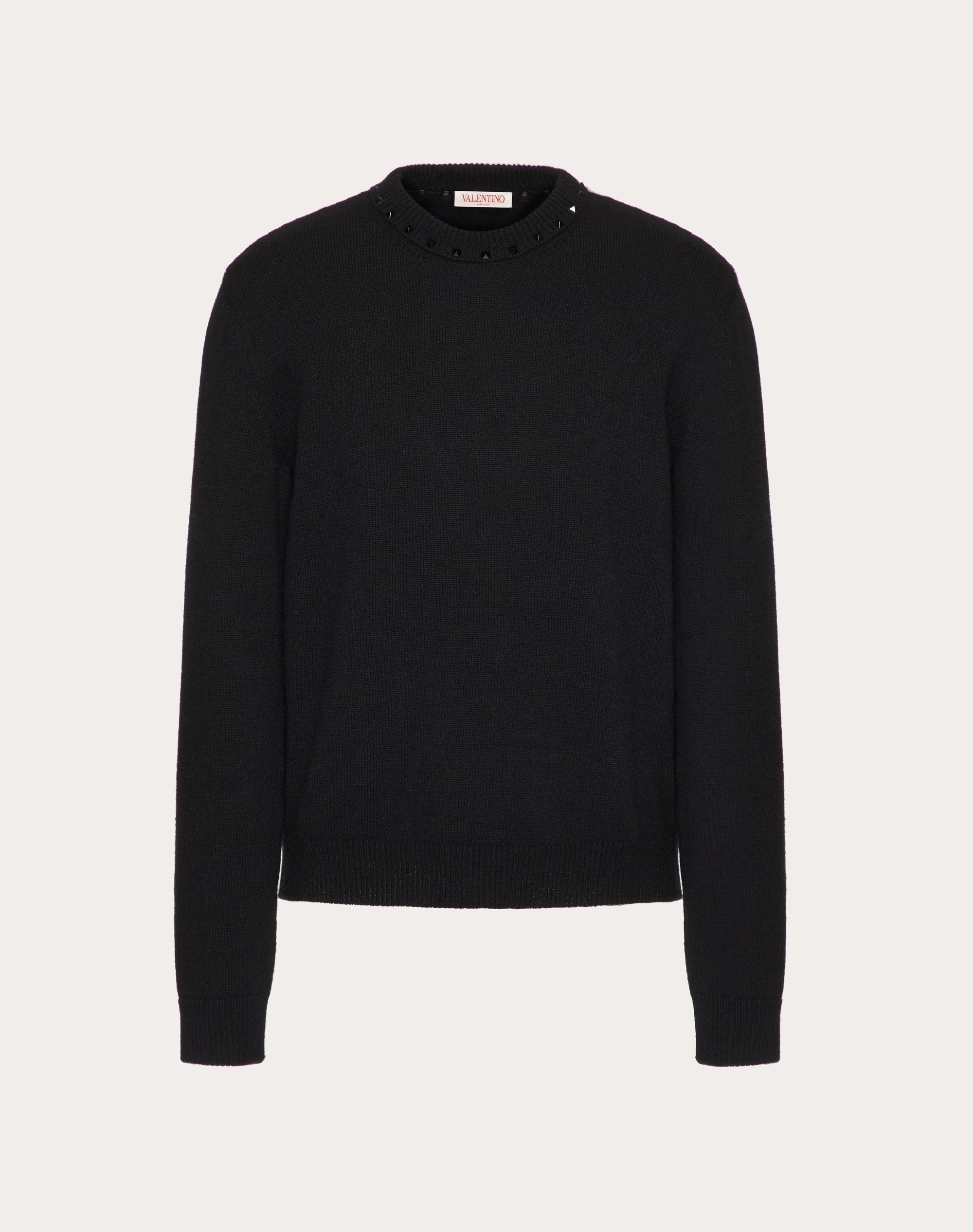 CASHMERE CREWNECK SWEATER WITH BLACK UNTITLED STUDS - 1