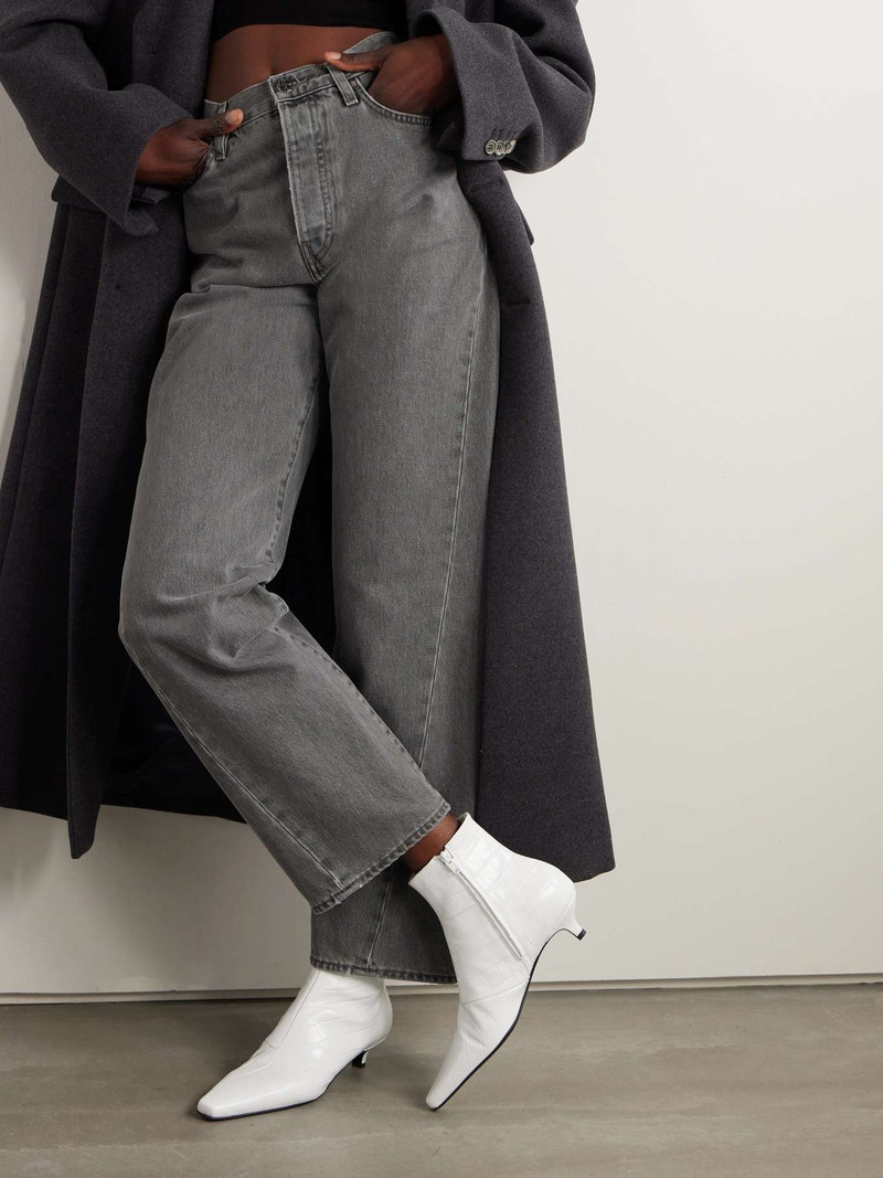 Totême + NET SUSTAIN The Croco Slim croc-effect leather ankle boots outlook