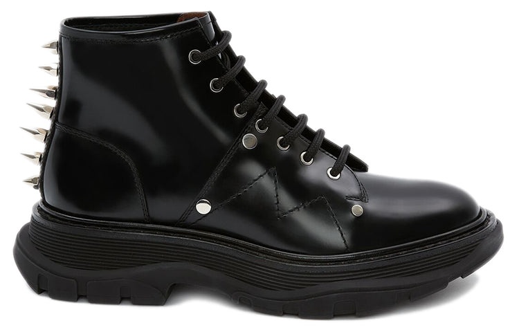 (WMNS) Alexander McQueen Leather Tread Ankle Boots 'Black' 685692WHZ851081 - 2