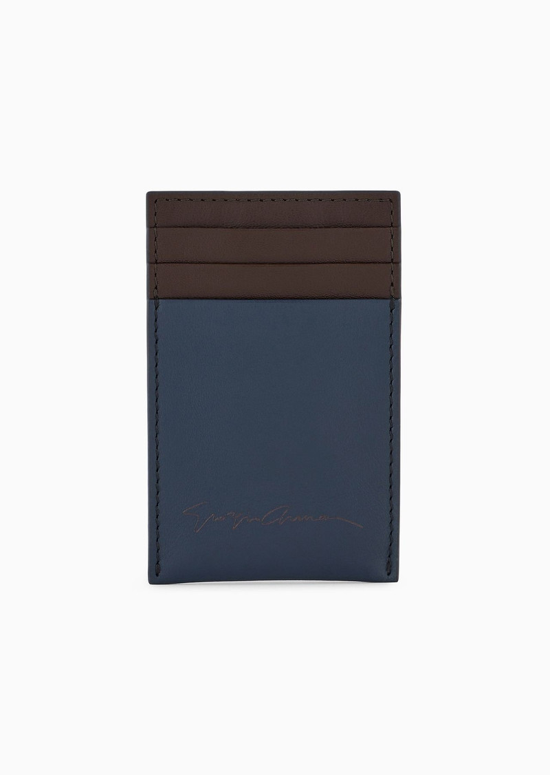 Two-tone leather credit card holder with money clip 1