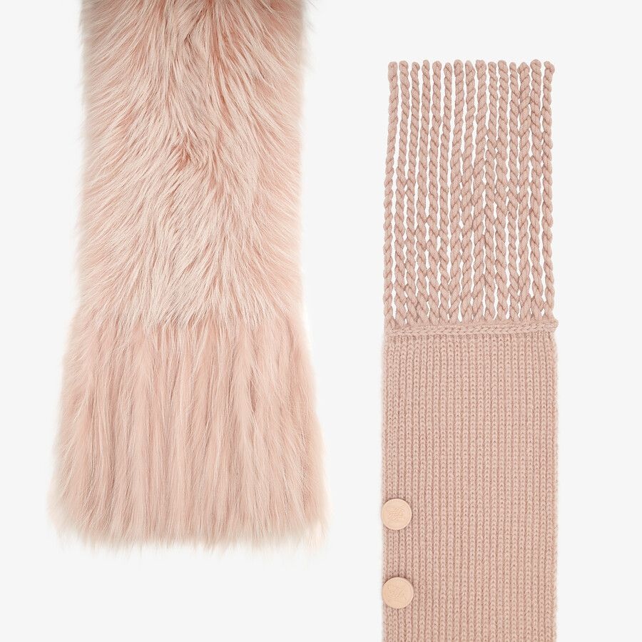 Pink fox fur oversized stole - 2