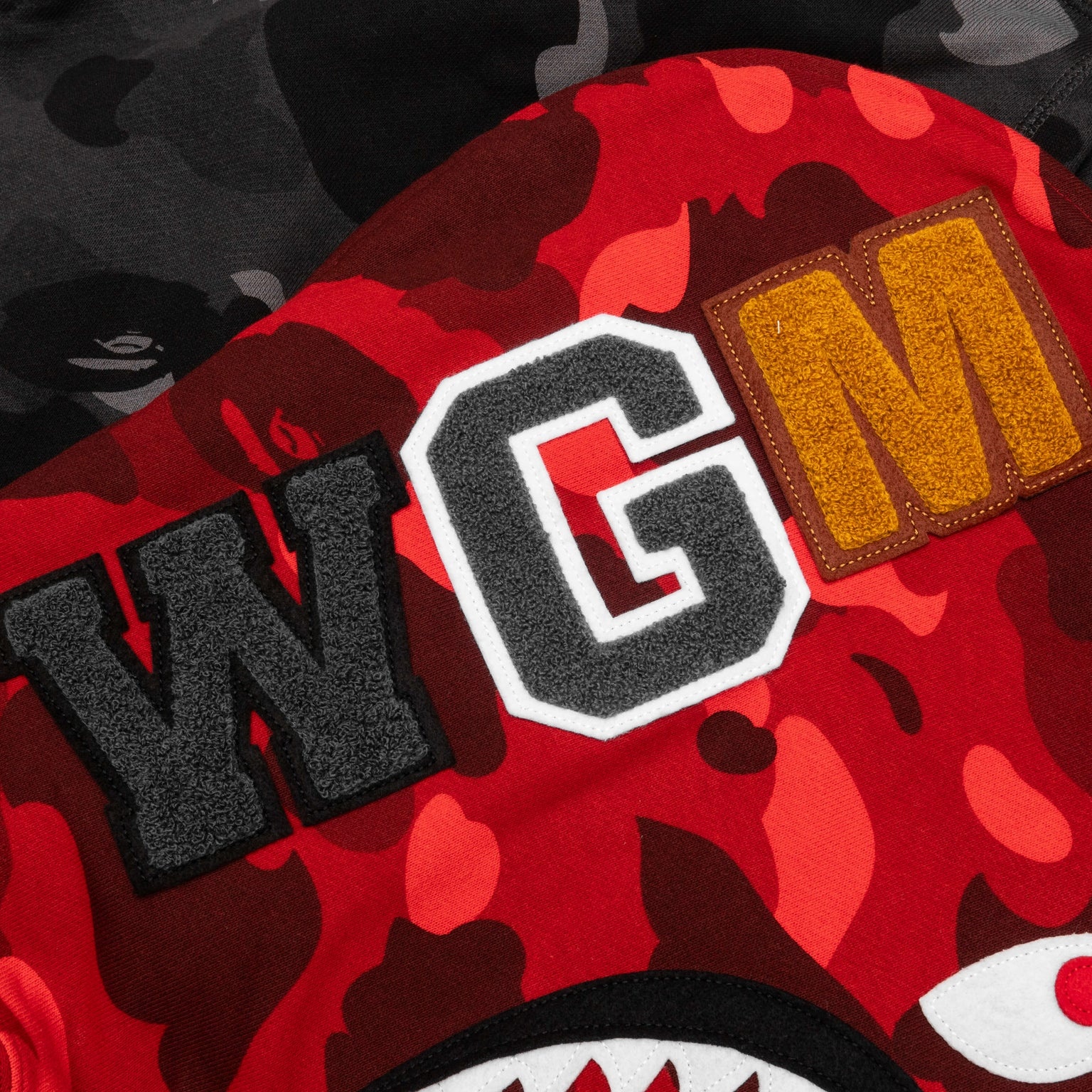 COLOR CAMO SEPARATE SHARK FULL ZIP HOODIE - RED/BLACK - 4
