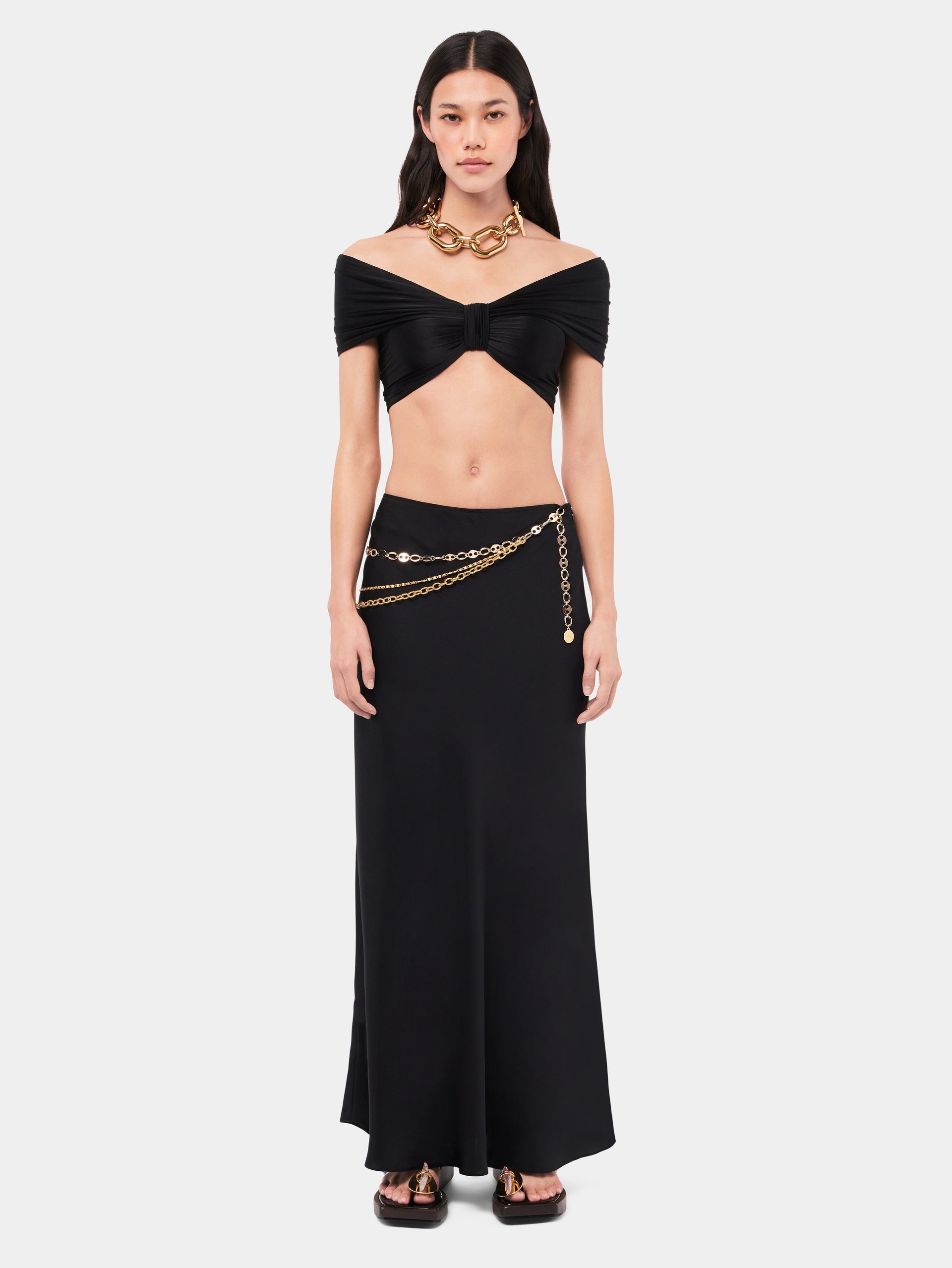 LONG BLACK SKIRT EMBELLISHED WITH "EIGHT" SIGNATURE CHAIN - 2