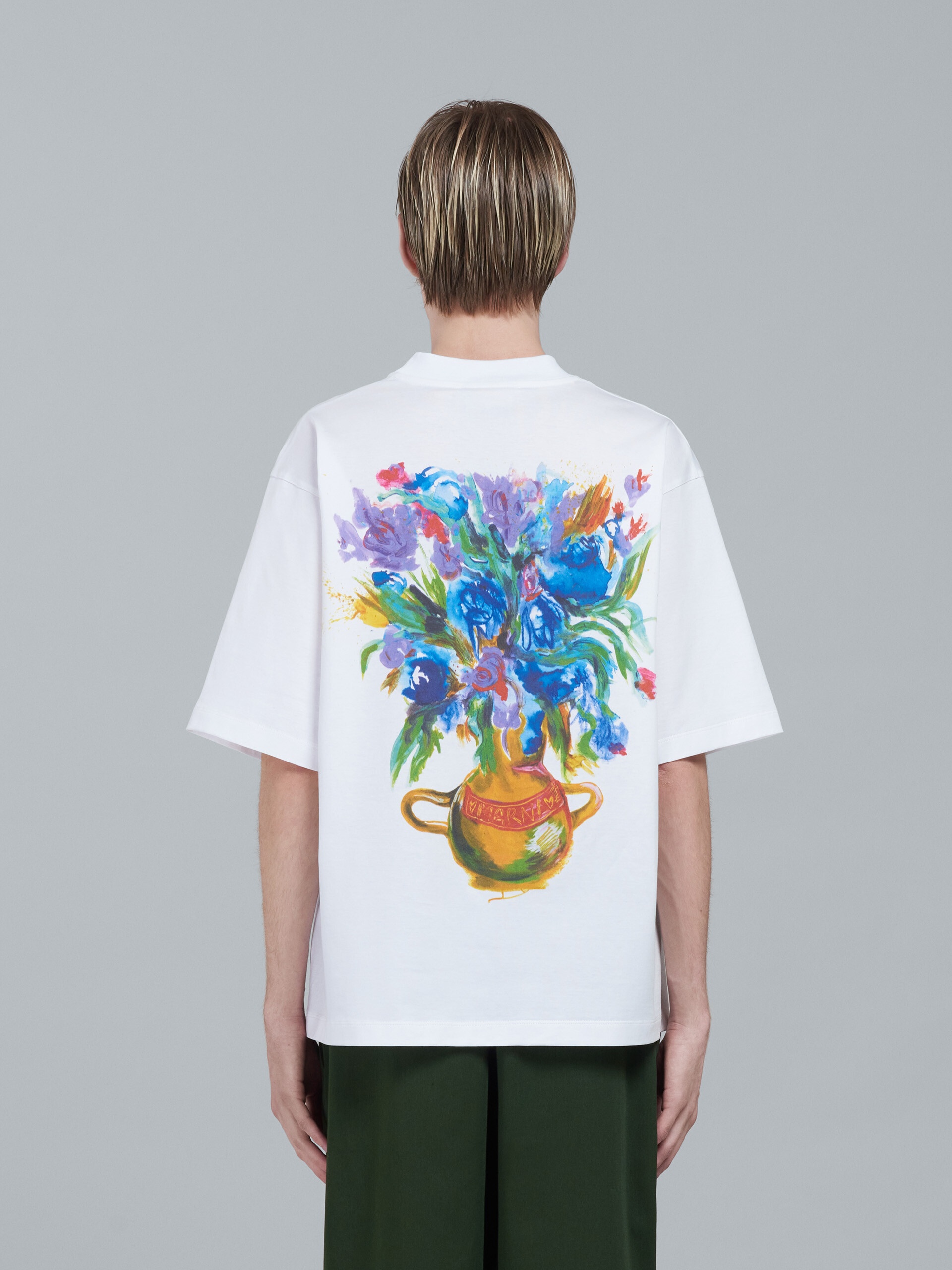 STILL NATURE WHITE PRINT JERSEY T-SHIRT - 3