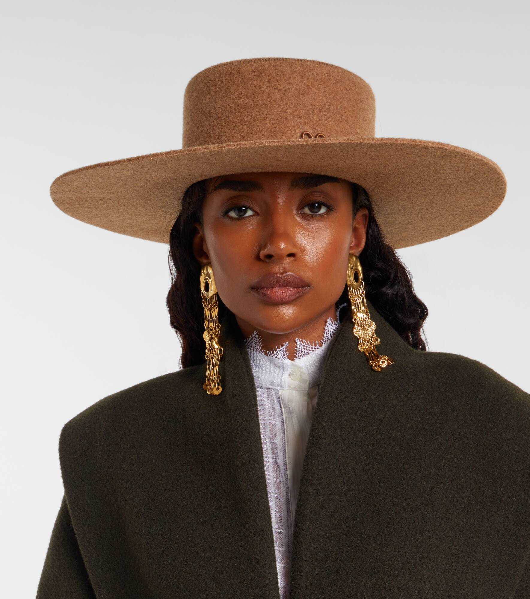 Monogram wool-blend felt canotier hat - 2