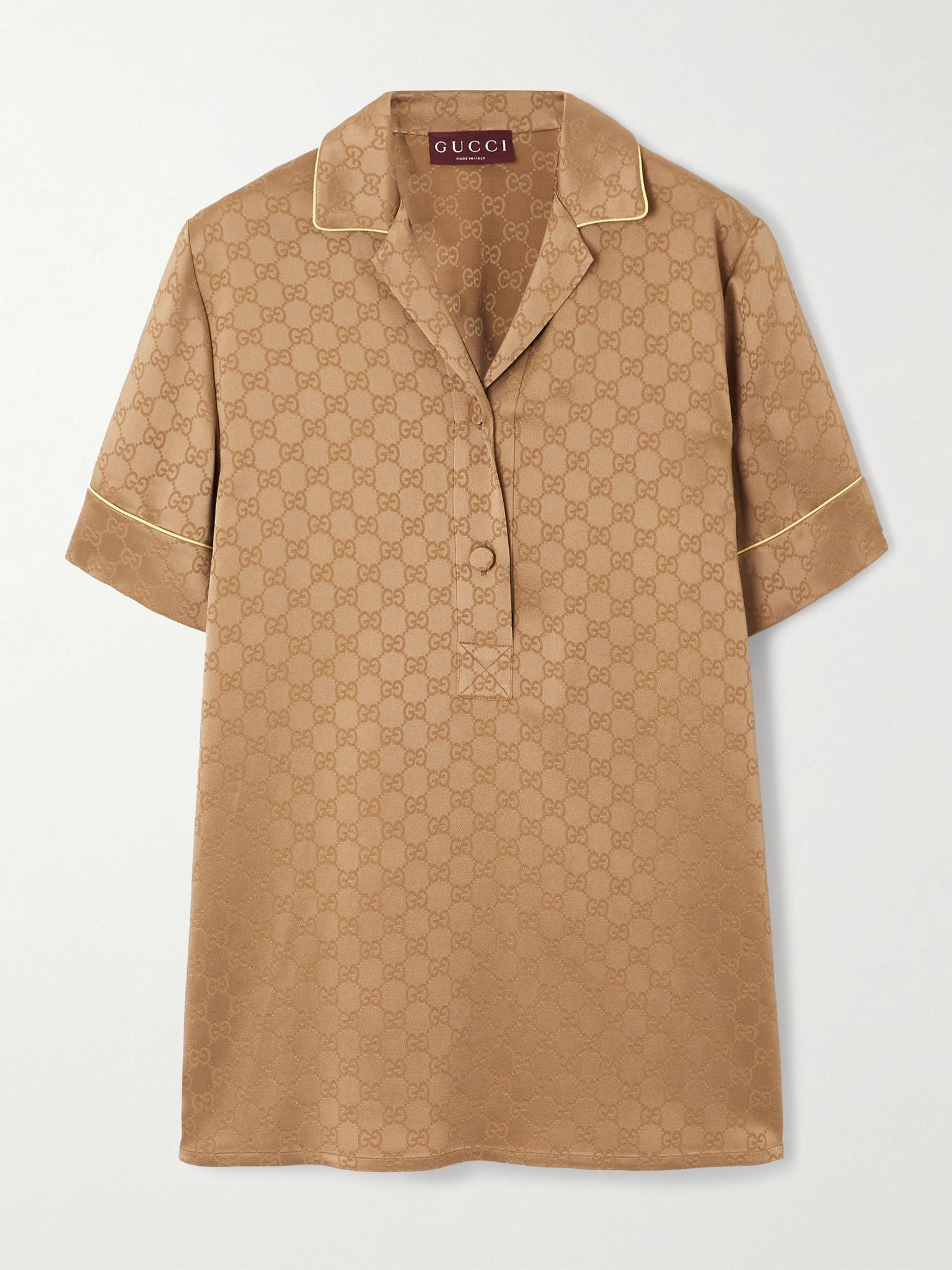 GG hammered satin-jacquard shirt Brass - 1