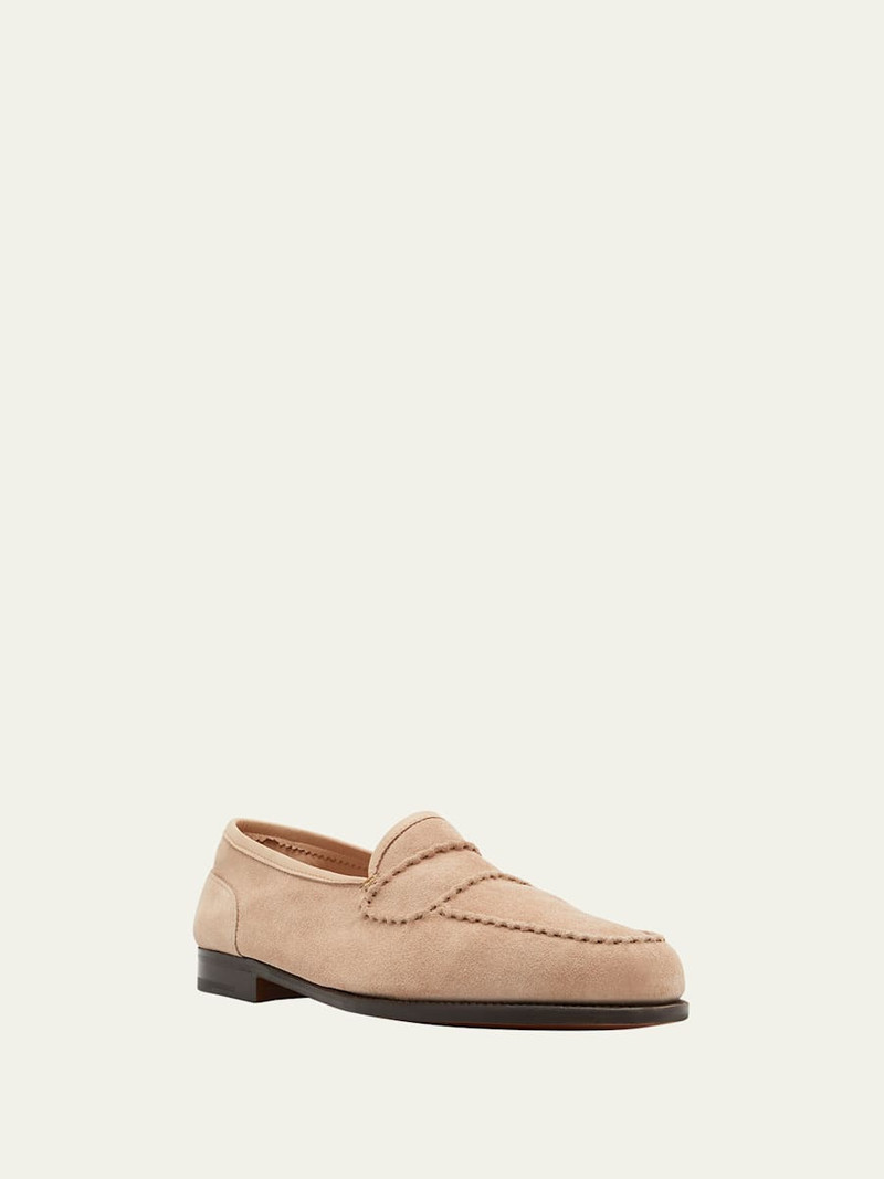 John Lobb Men's Bath Suede Penny Loafers outlook