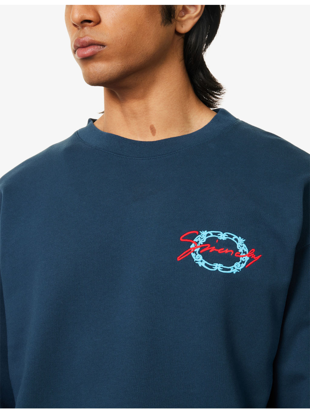 Script-Embroidery Boxy-Fit Cotton-Jersey Sweatshirt - 5