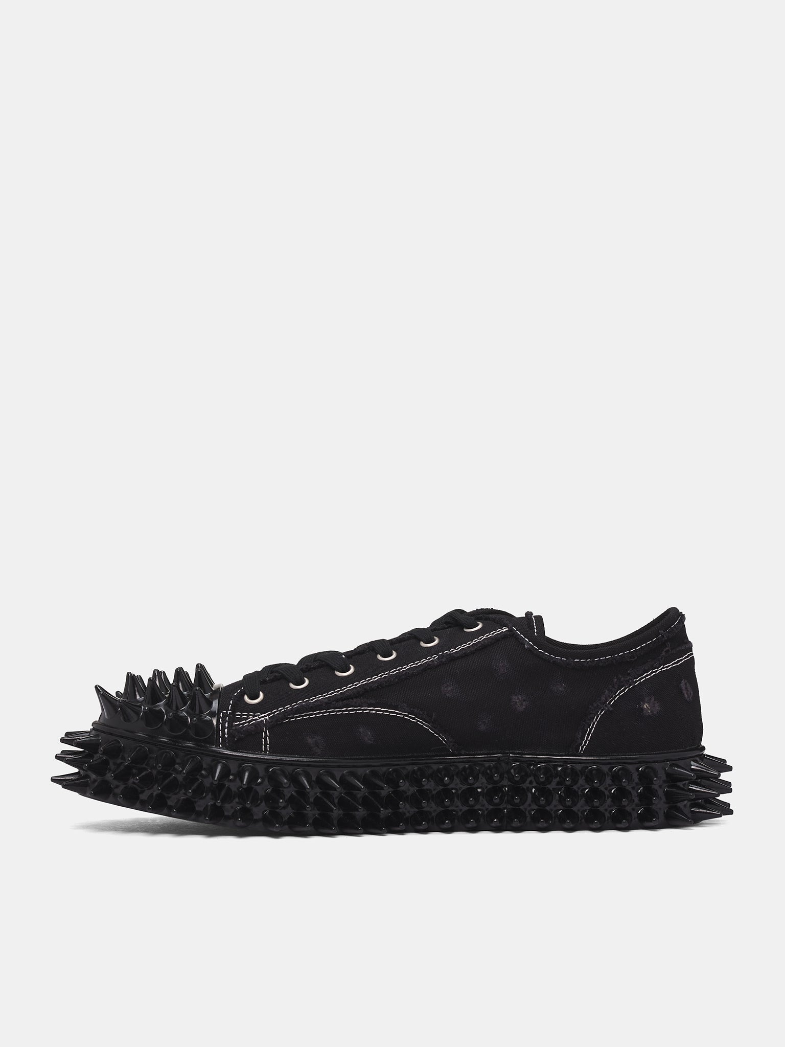 Black Canvas Spiky Sneakers - 3