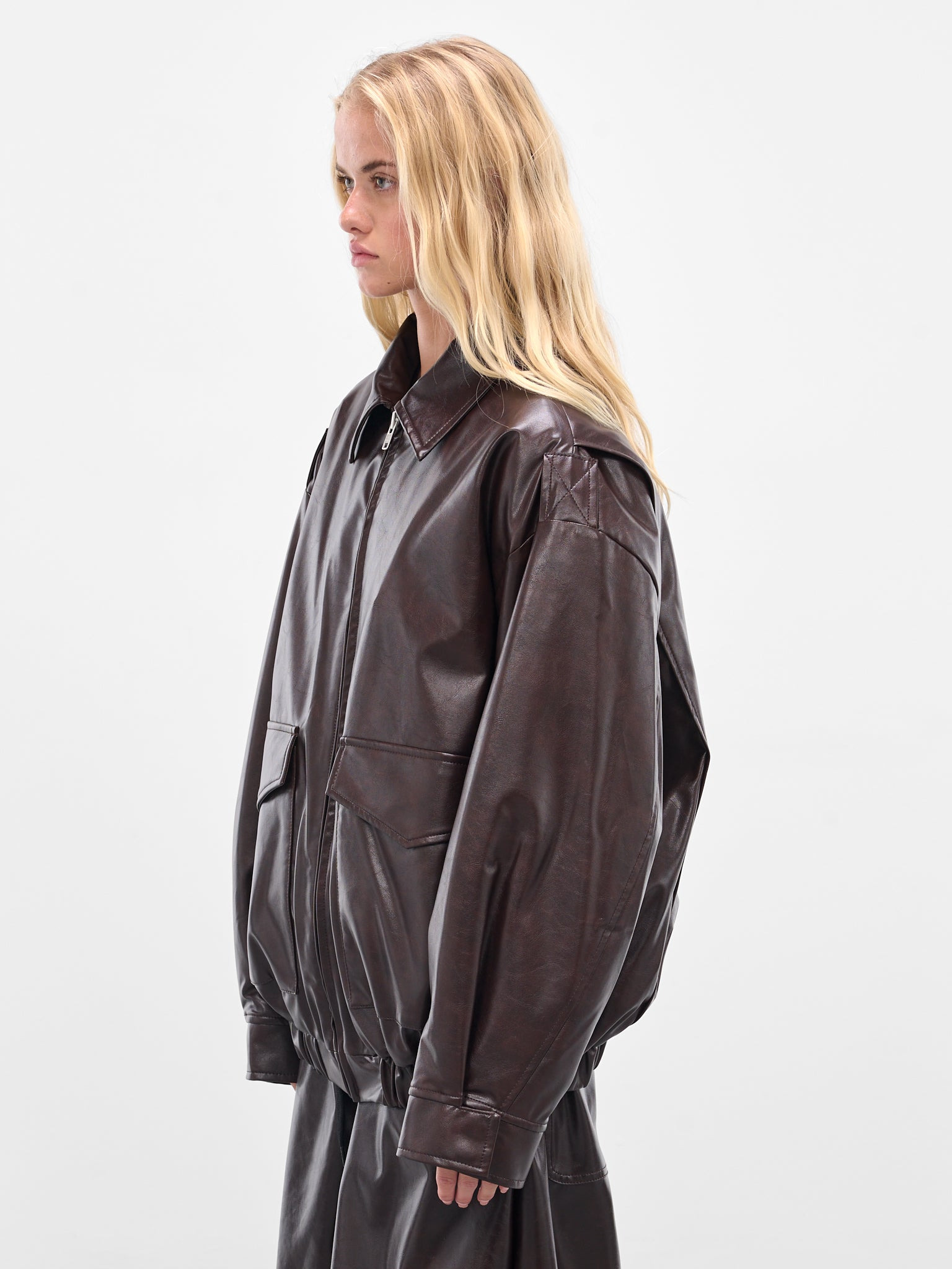 Brown Faux Leather Jacket - 2