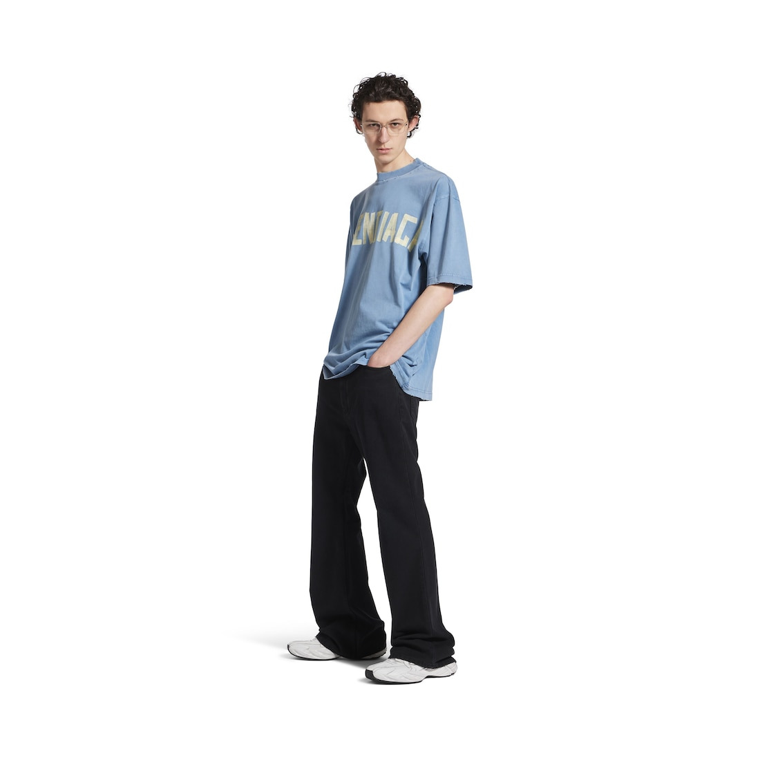 Men's Tape Type T-shirt Medium Fit in Faded Blue - 2