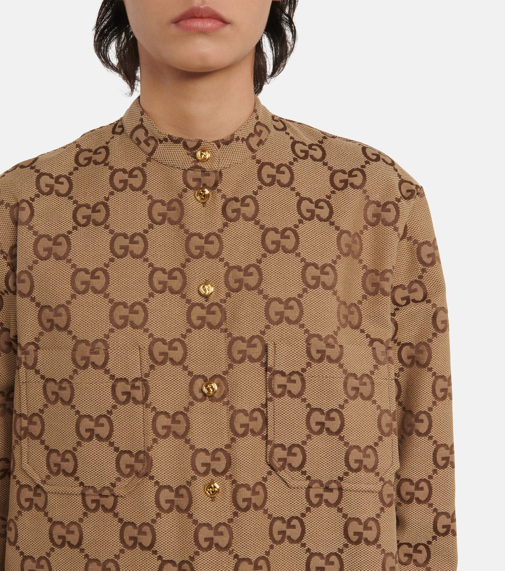 GG cotton-blend canvas shirt - 4