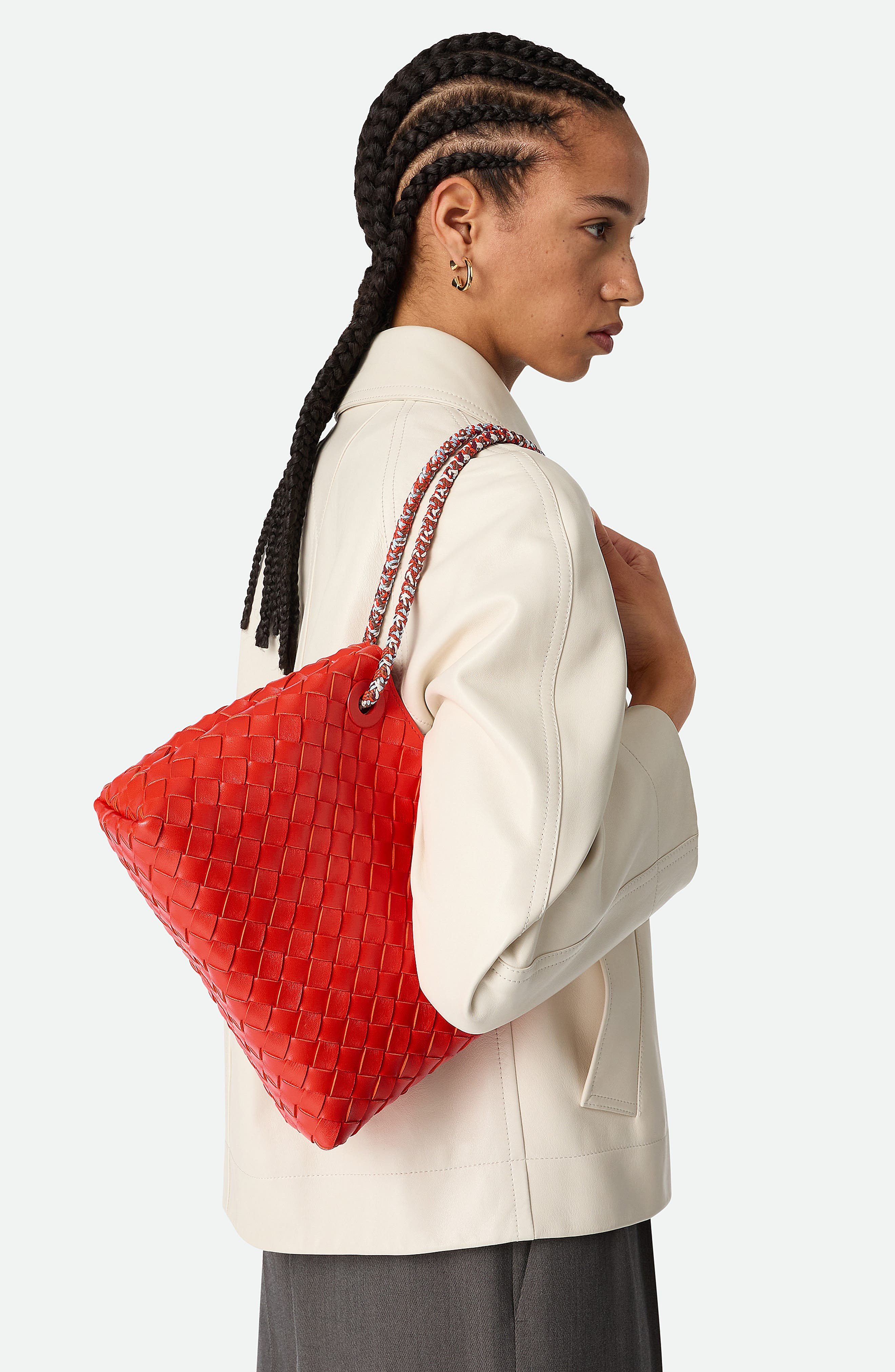 Bottega Veneta Small Andiamo Intrecciato Leather Shoulder Bag in 8562 Cherry T/Mult-Mb-C.t at Nordst - 3