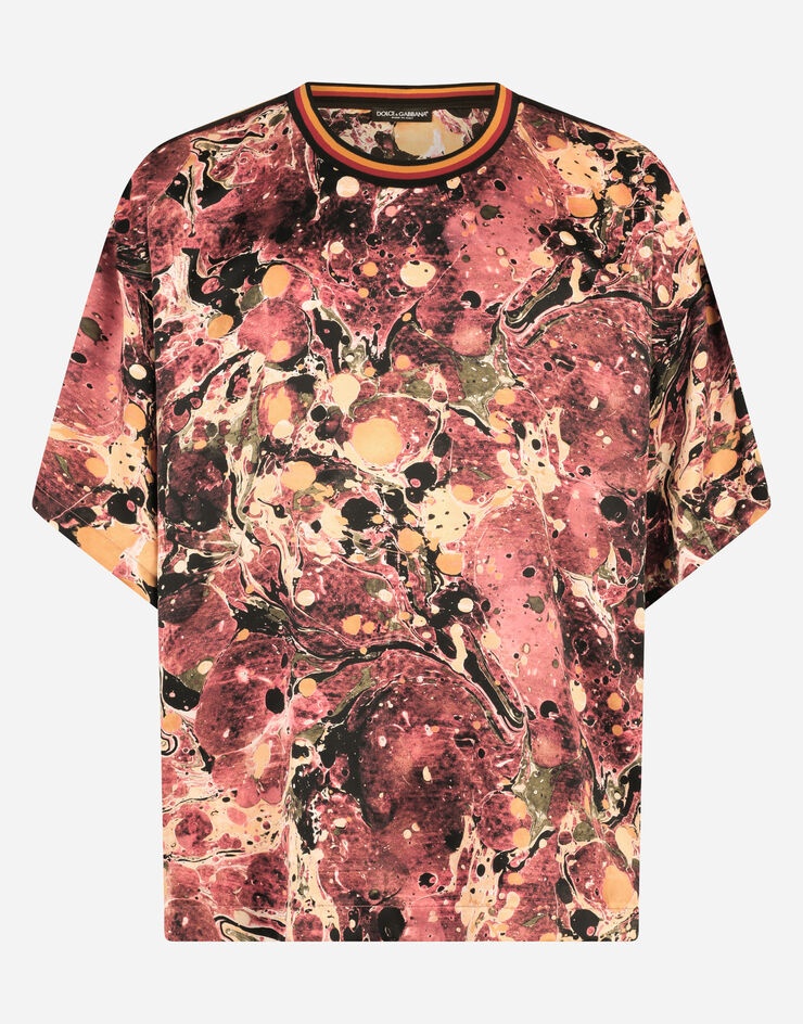 Technical jersey T-shirt with marbled print - 3