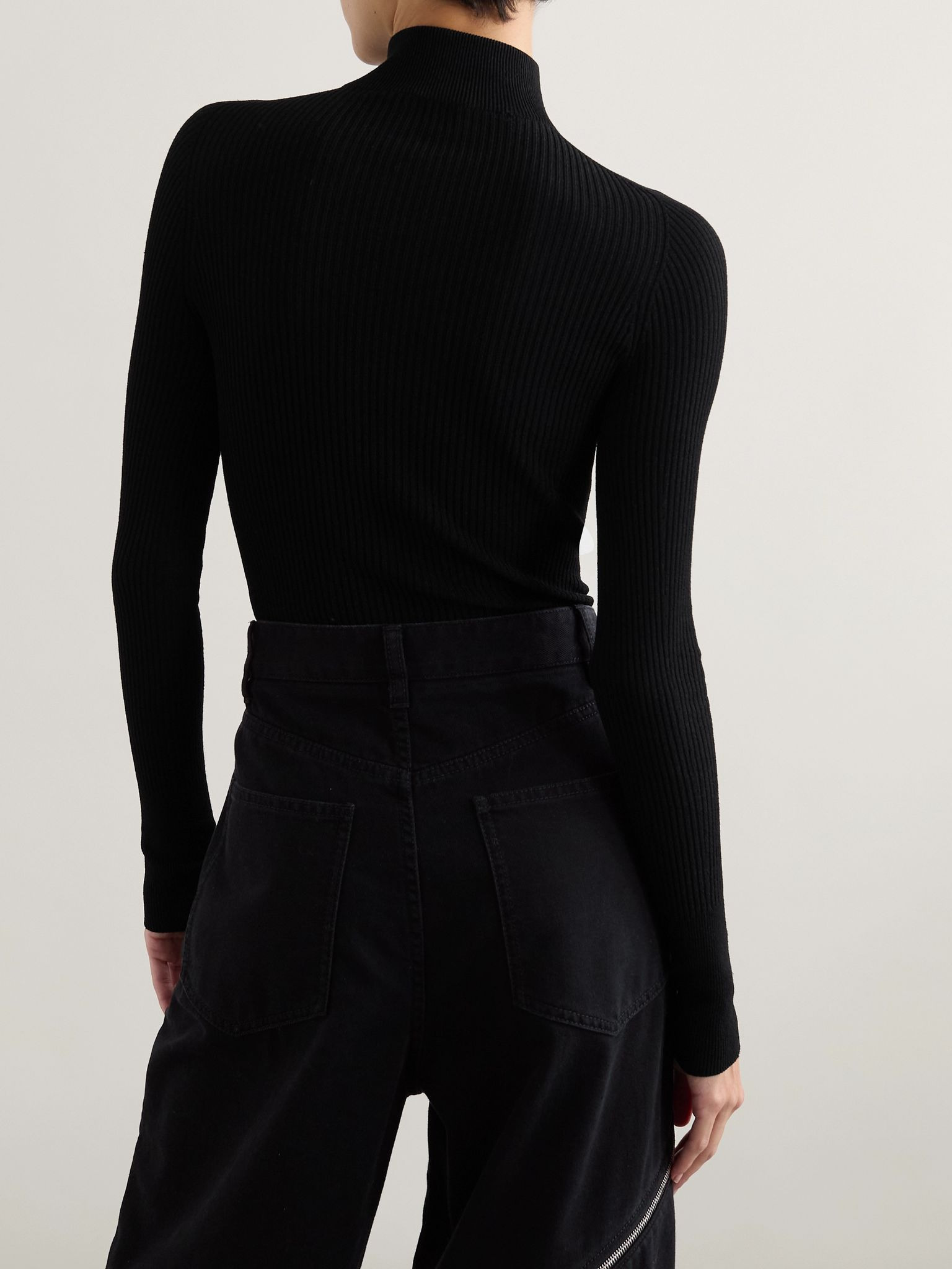 Ribbed-knit turtleneck bodysuit Black - 3