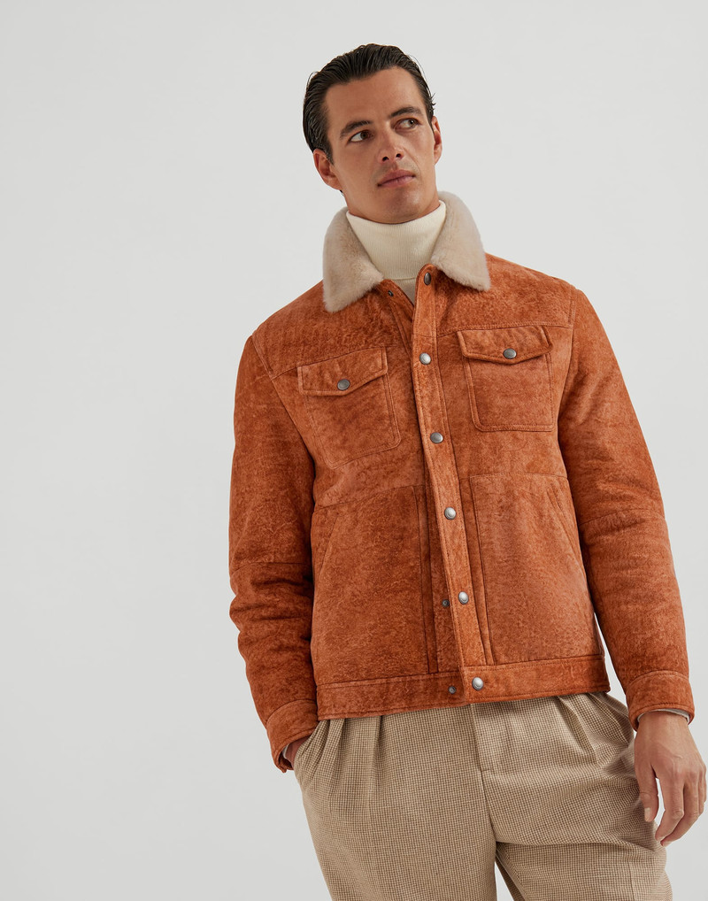 Waxed shearling jacket 1