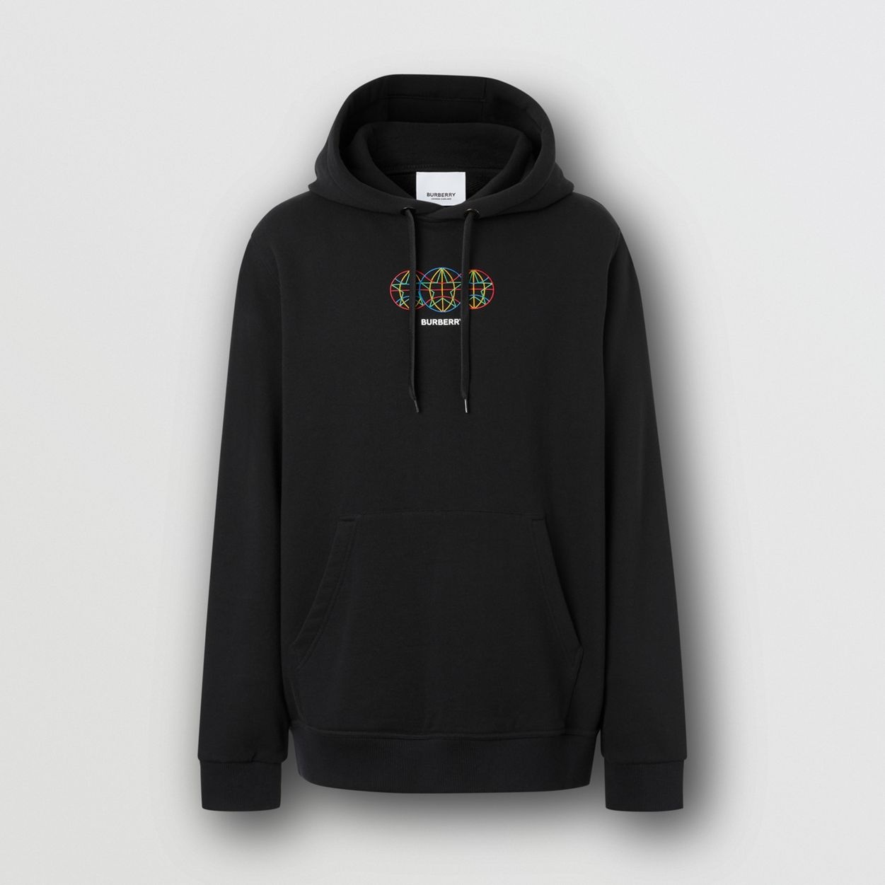 Embroidered Globe Graphic Cotton Hoodie - 1