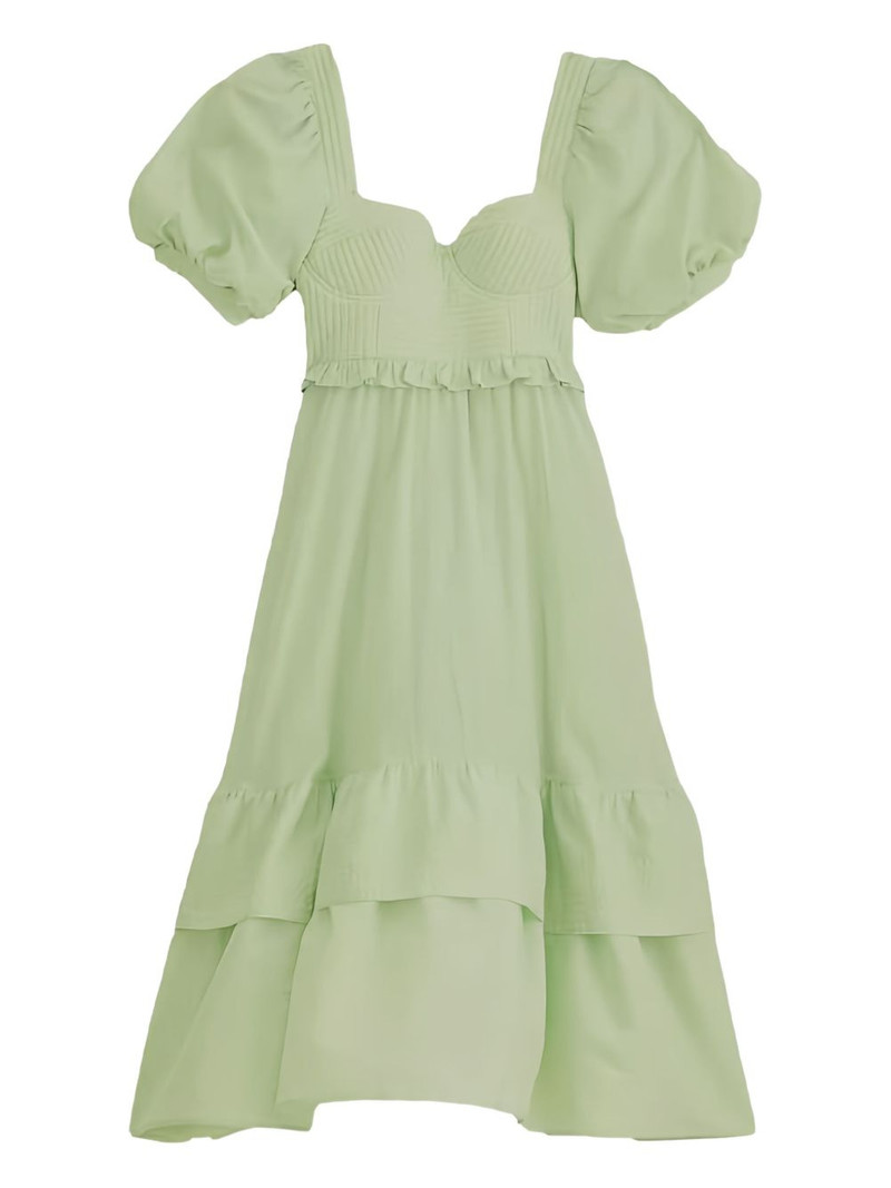 puffed short-sleeve midi dress 1