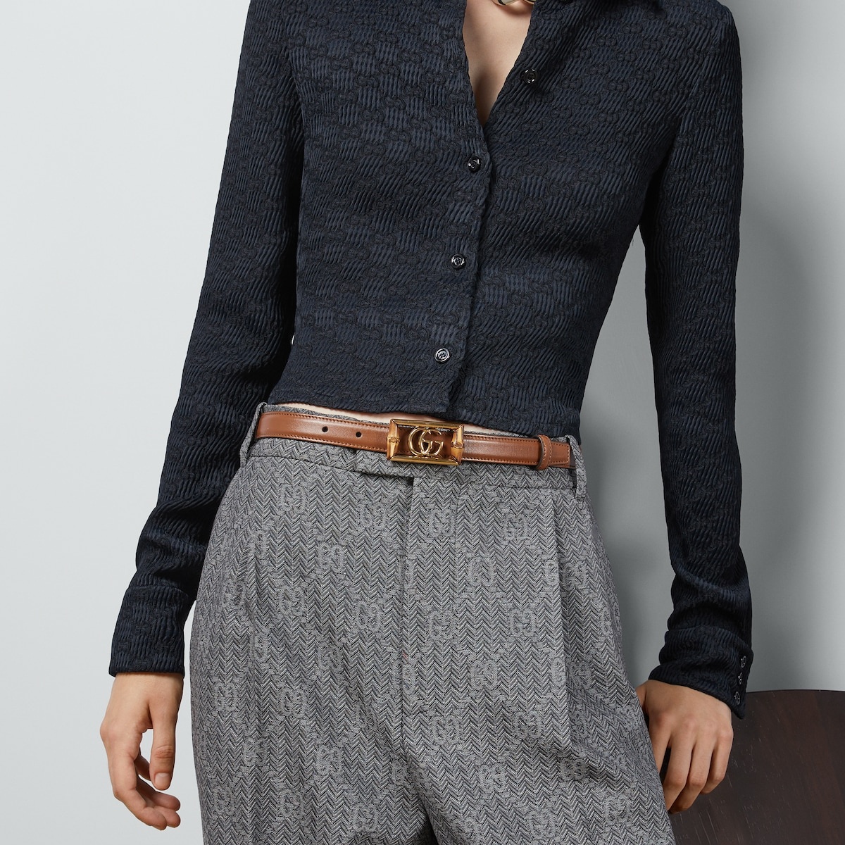 Belt with Double G buckle and bamboo - 3