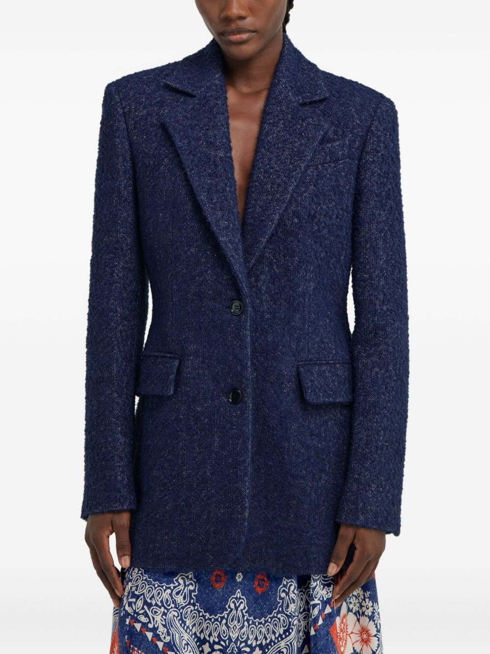 textured single-breasted blazer - 3