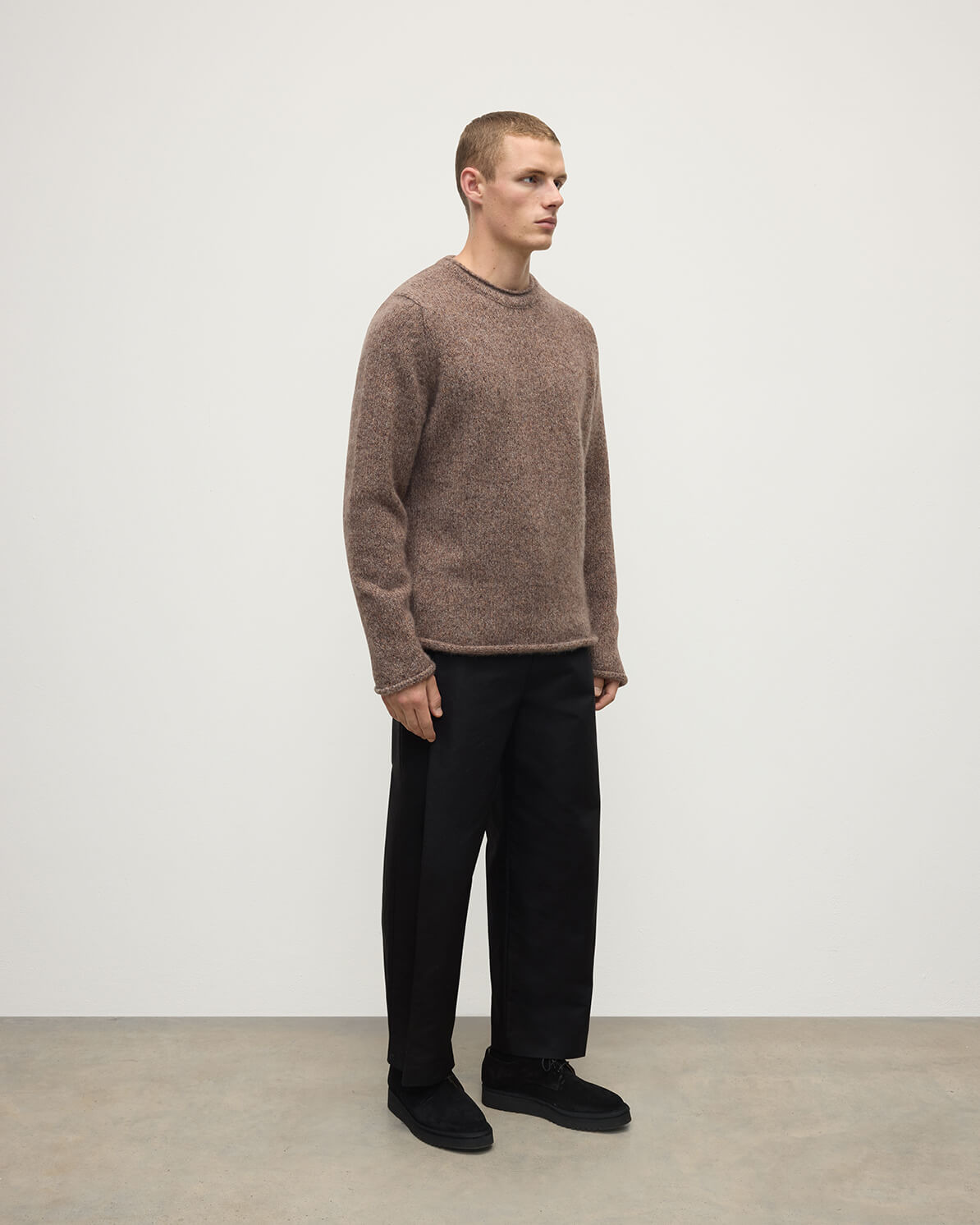 Brushed Cashmere Silk Brown Jumper - 3