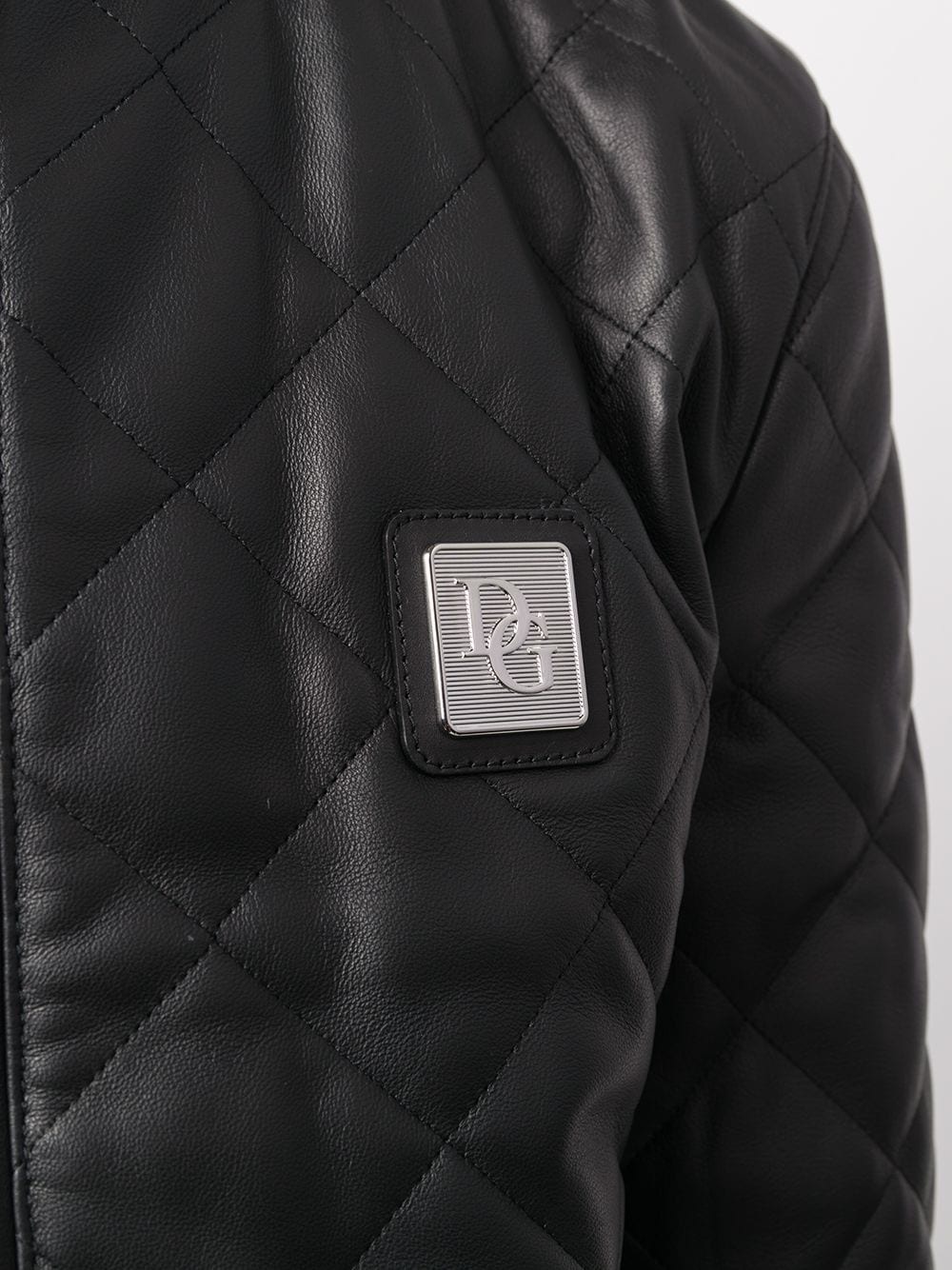 quilted leather jacket with logo plaque - 5