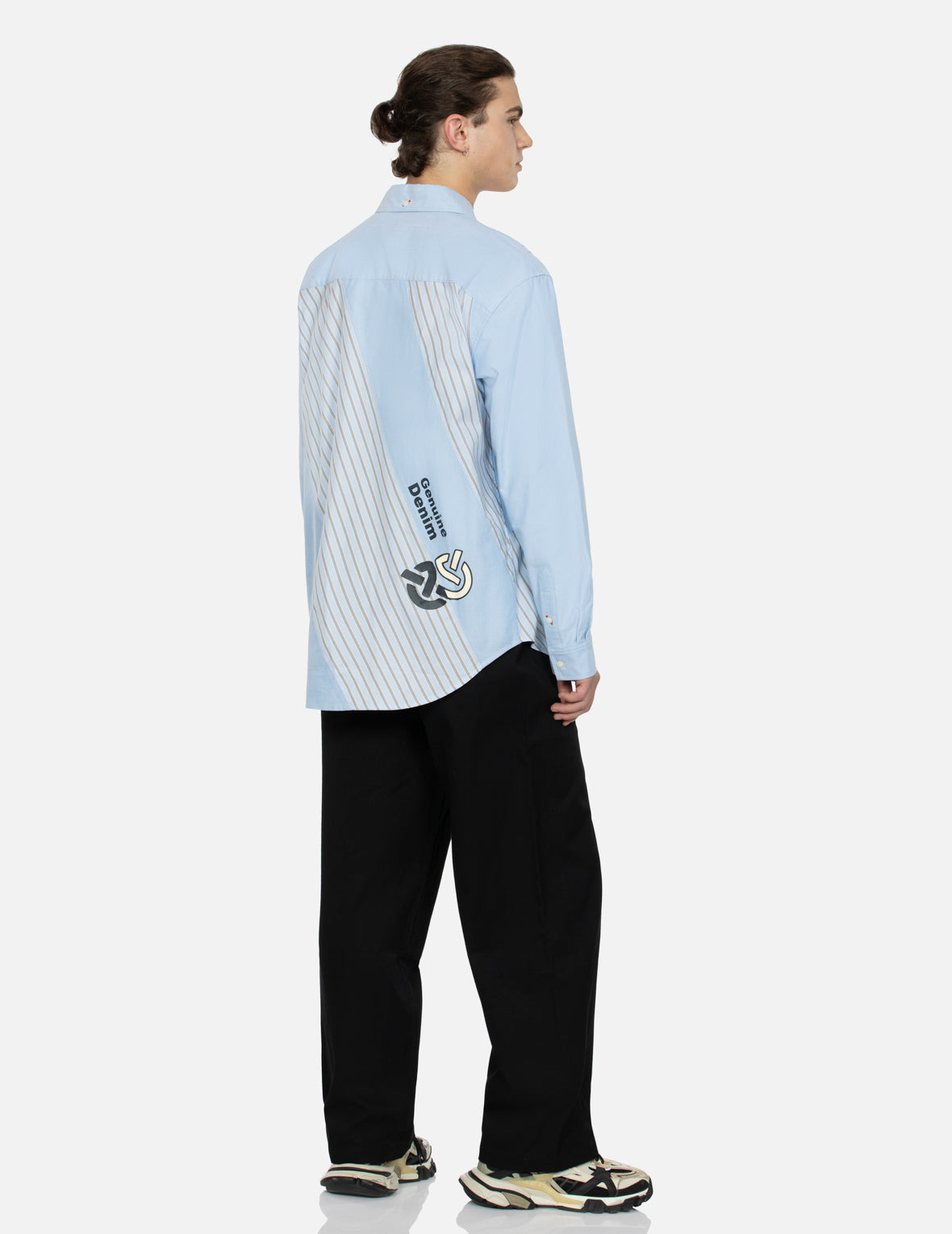 WHEEL OF WISDOM EMBROIDERY POCKET WIDE LEG WOVEN PANTS - 3