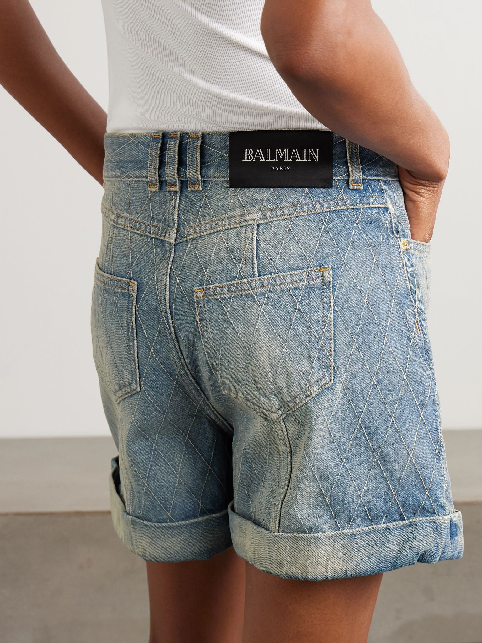Embroidered denim shorts Light denim - 3