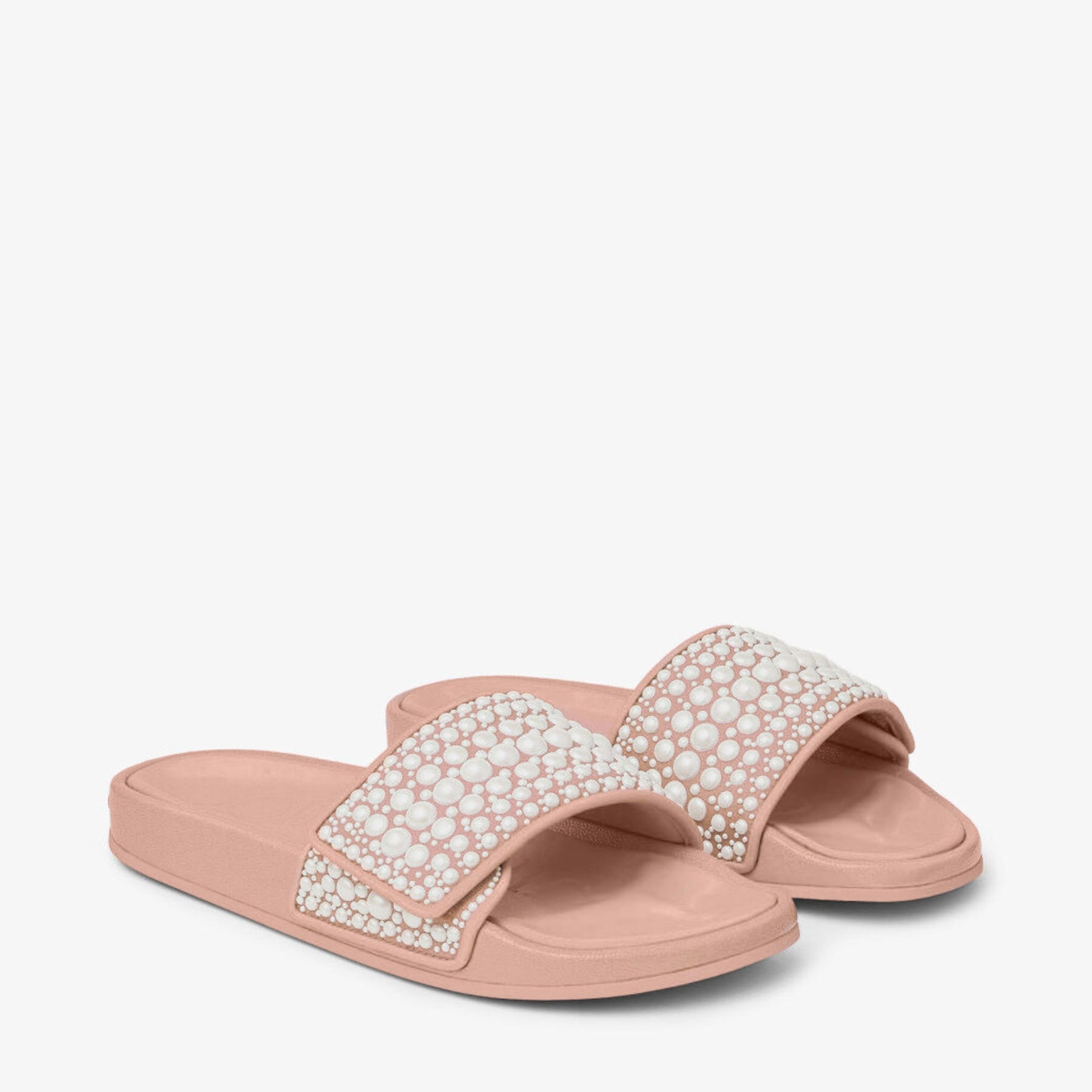 Fitz/F
Ballet Pink Canvas and Leather Slides with Pearl Embellishment - 2
