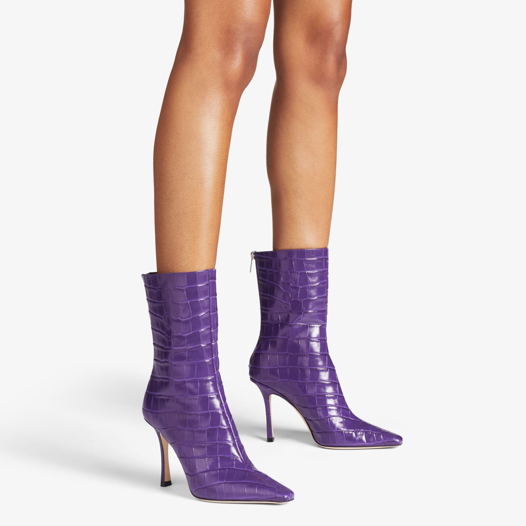 Agathe Ankle Boot 100
Cassis Croc-Embossed Leather Ankle Boots - 2